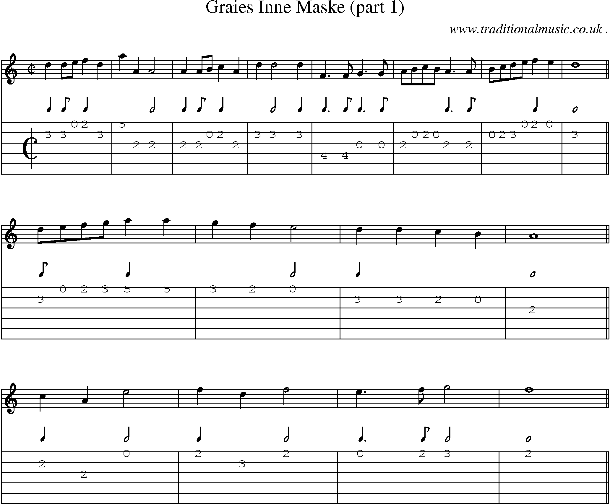 Sheet-Music and Guitar Tabs for Graies Inne Maske (part 1)