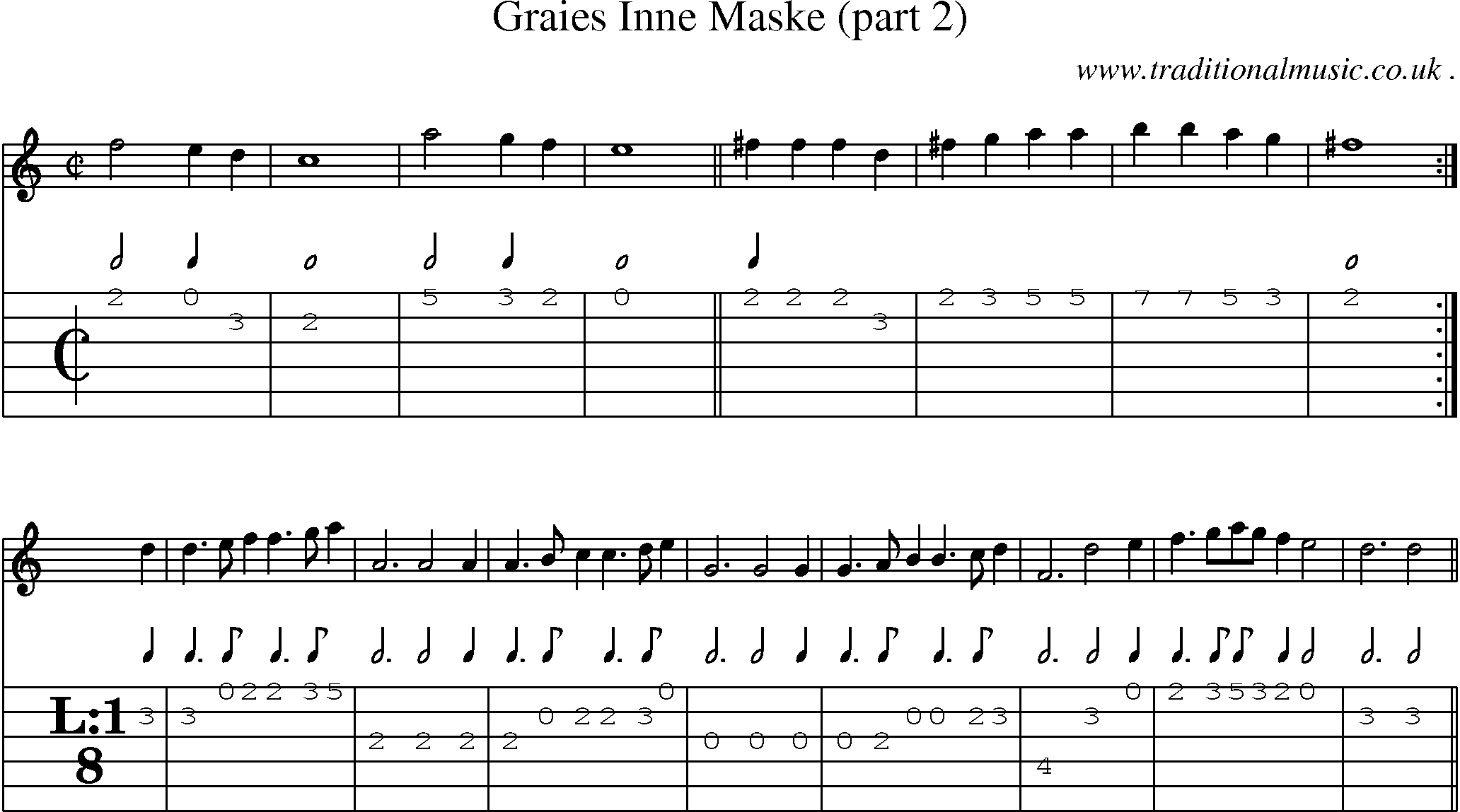 Sheet-Music and Guitar Tabs for Graies Inne Maske (part 2)