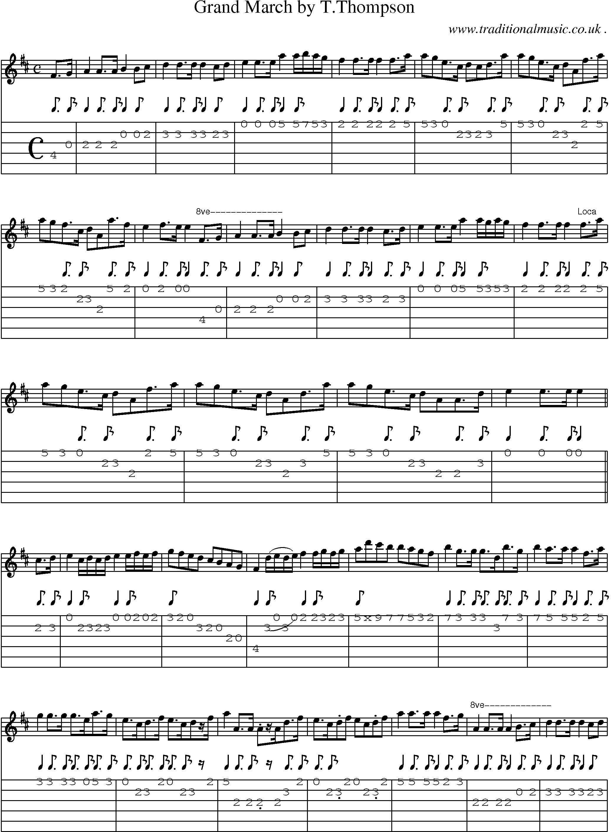 Sheet-Music and Guitar Tabs for Grand March By Tthompson