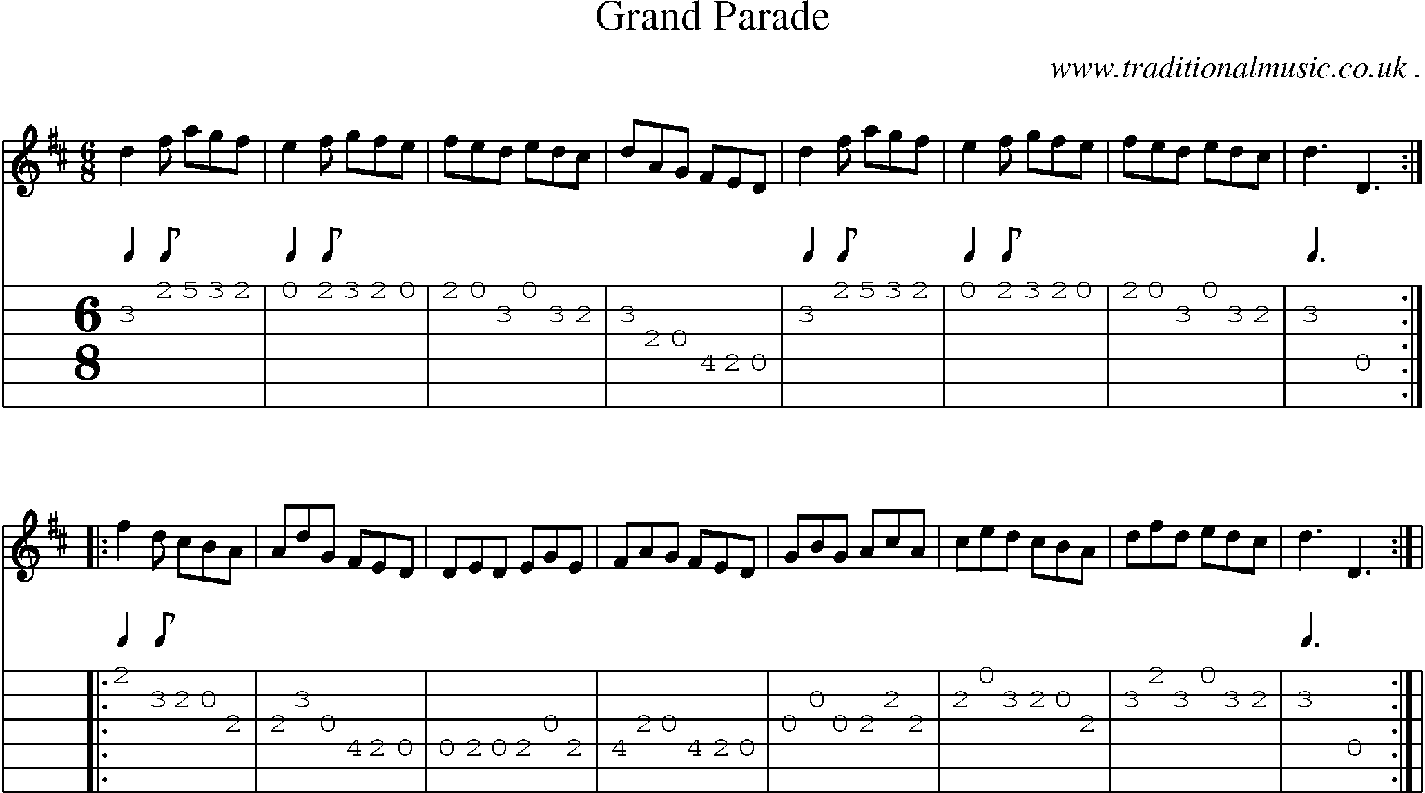 Sheet-Music and Guitar Tabs for Grand Parade