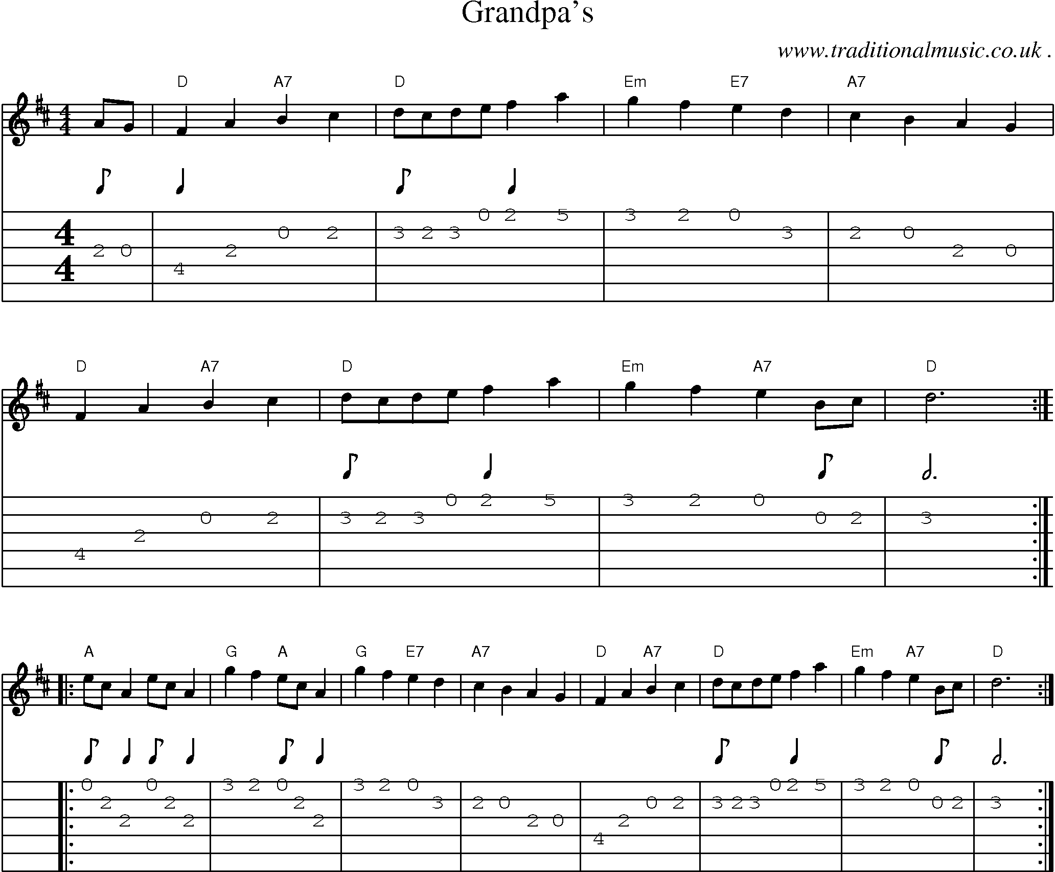 Sheet-Music and Guitar Tabs for Grandpas