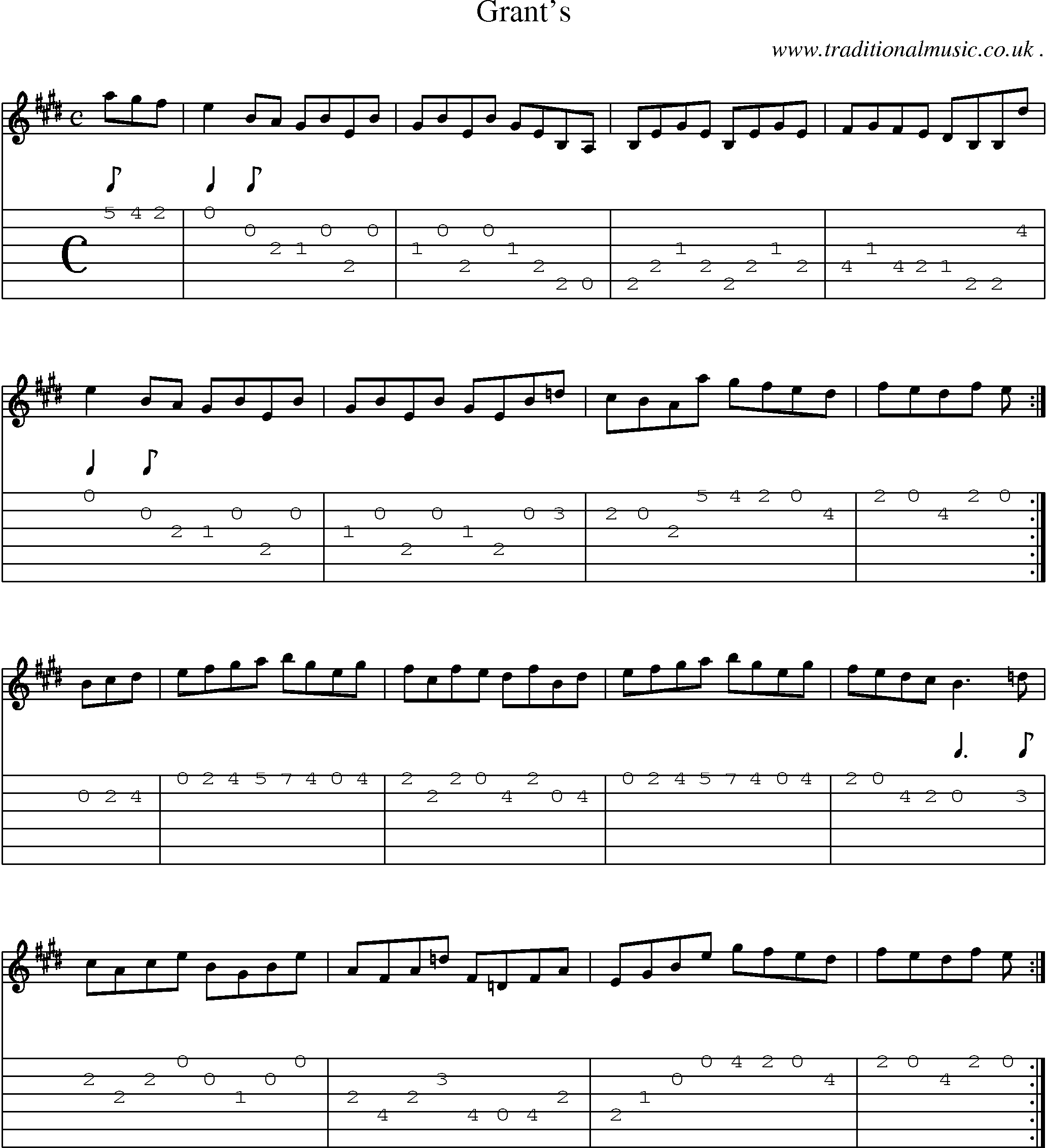 Sheet-Music and Guitar Tabs for Grants
