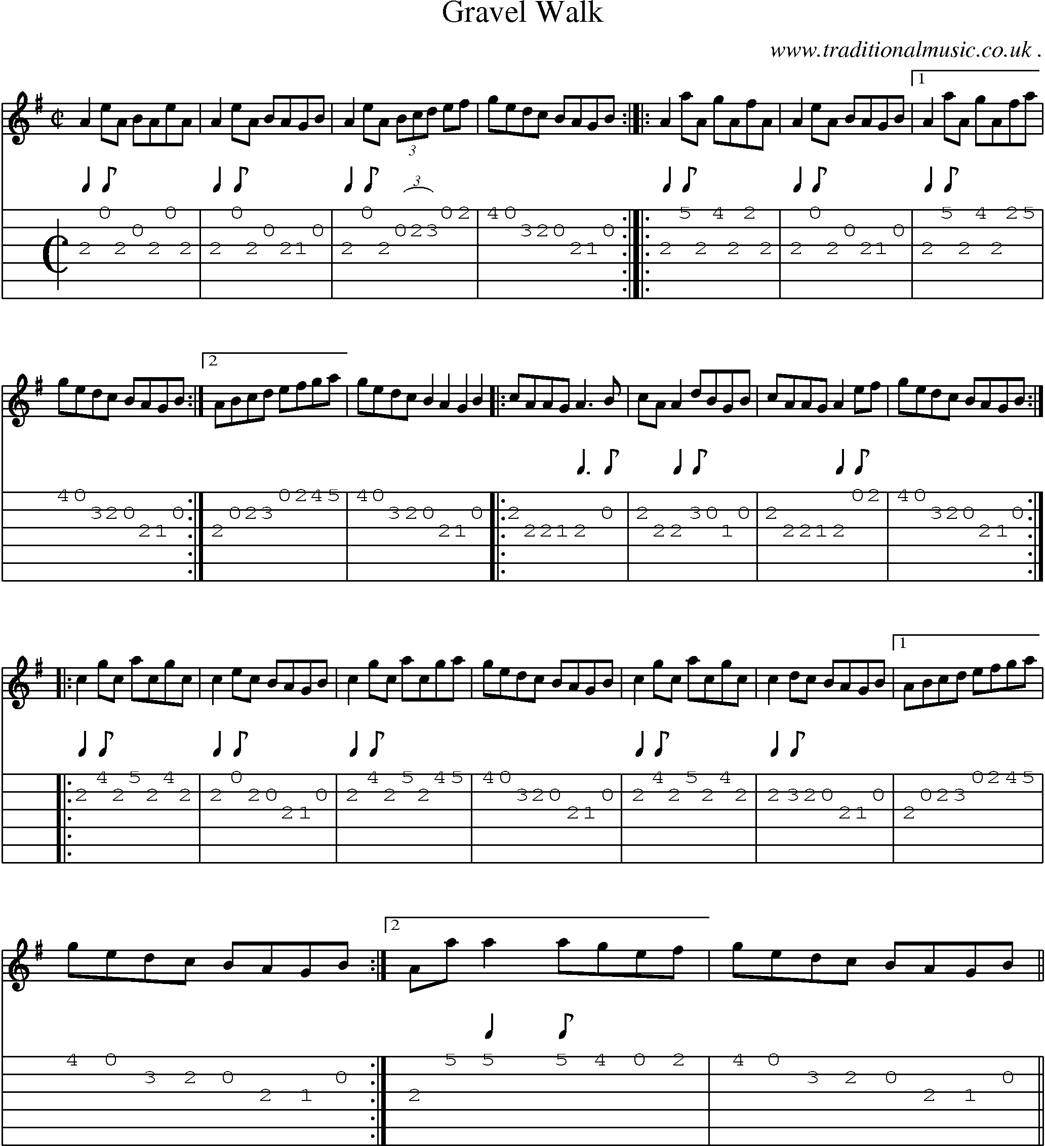Sheet-Music and Guitar Tabs for Gravel Walk