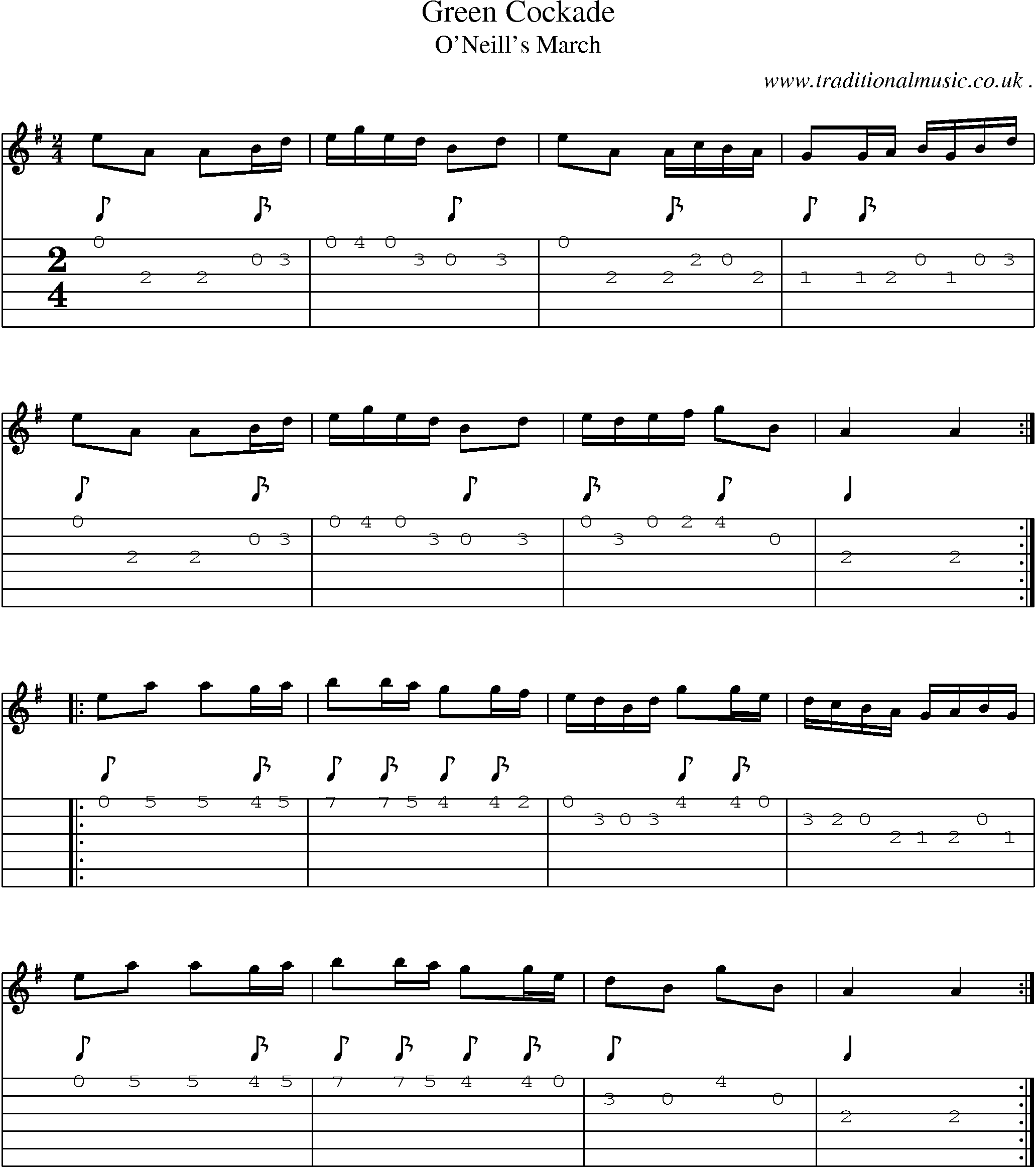 Sheet-Music and Guitar Tabs for Green Cockade
