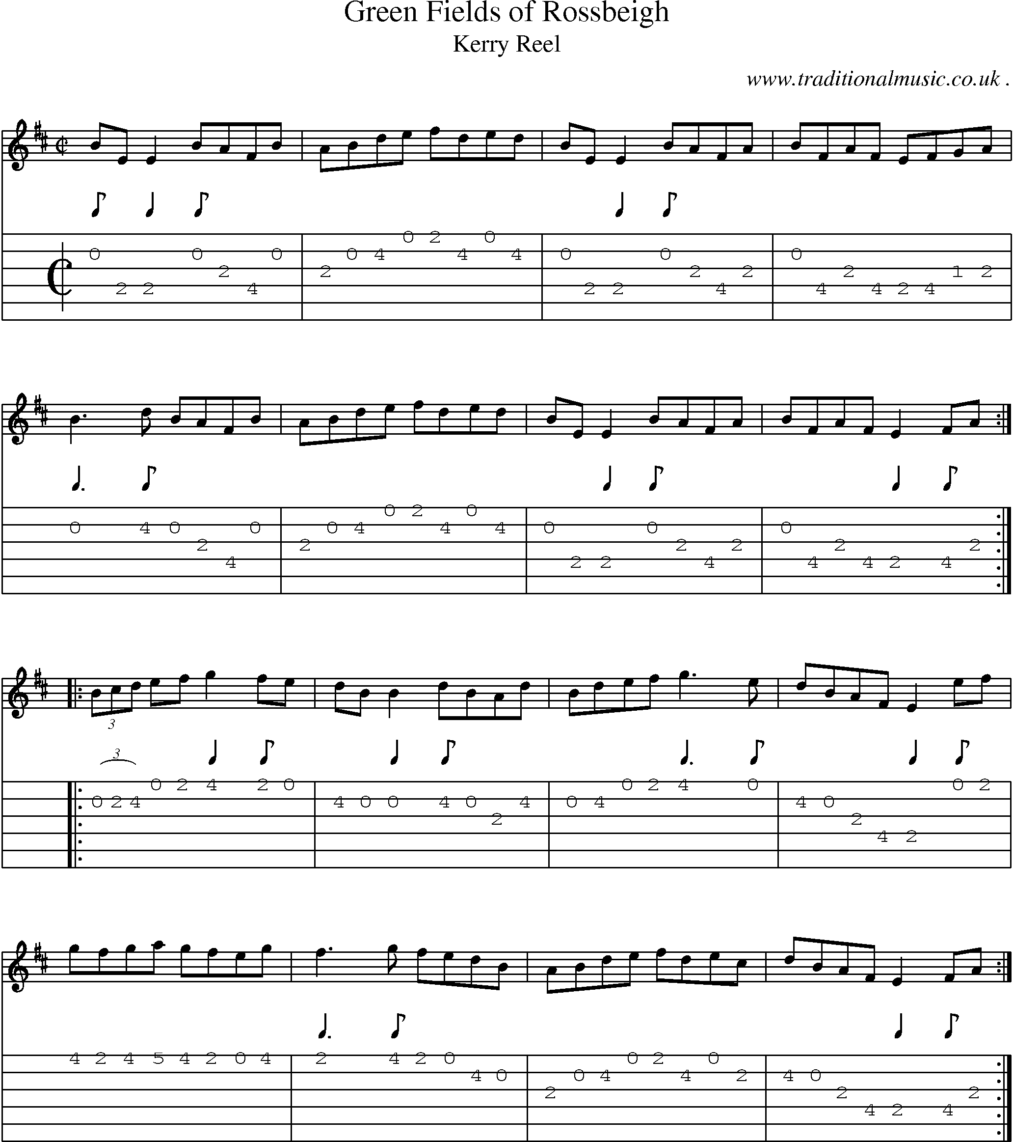 Sheet-Music and Guitar Tabs for Green Fields Of Rossbeigh