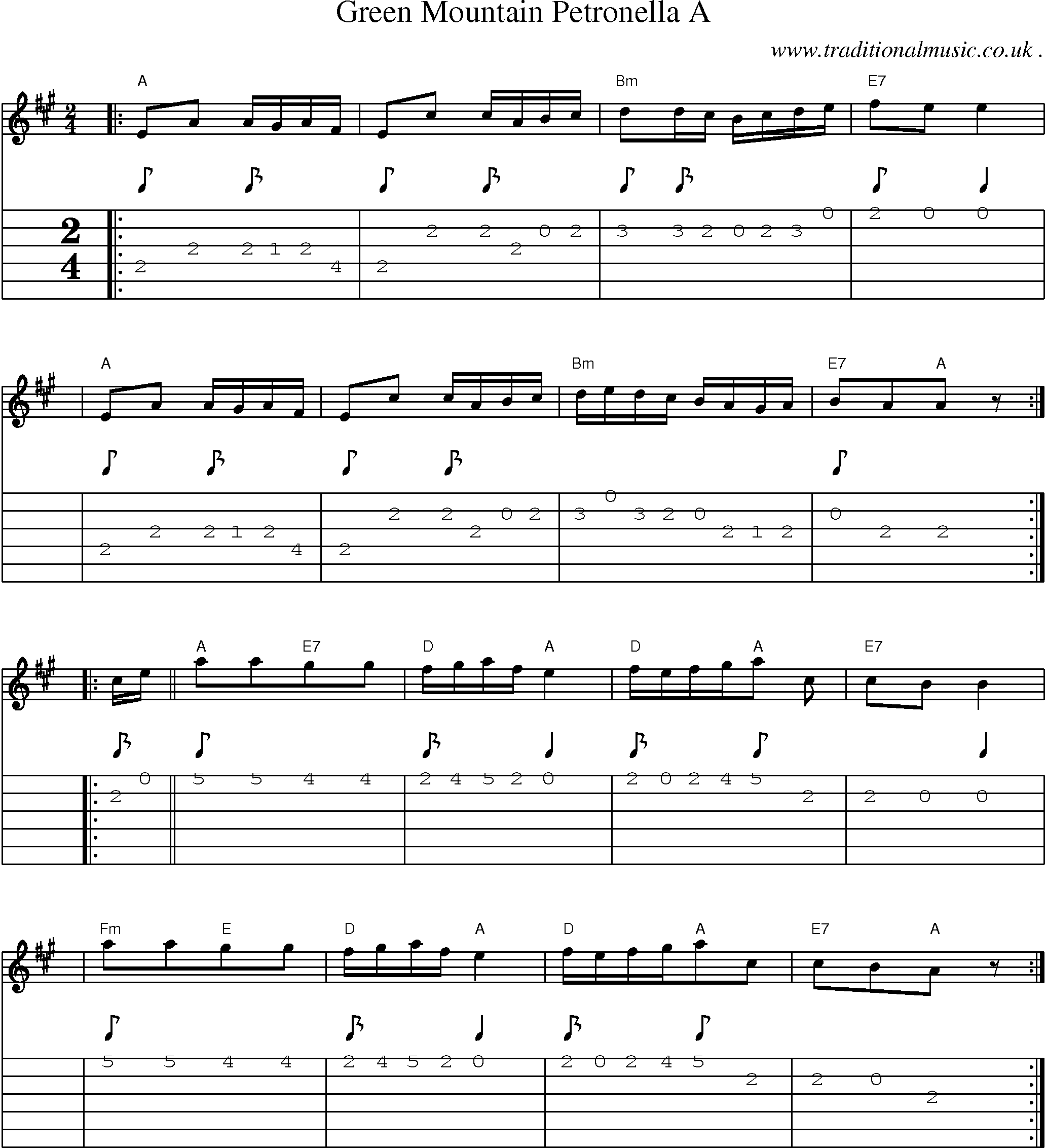 Sheet-Music and Guitar Tabs for Green Mountain Petronella A