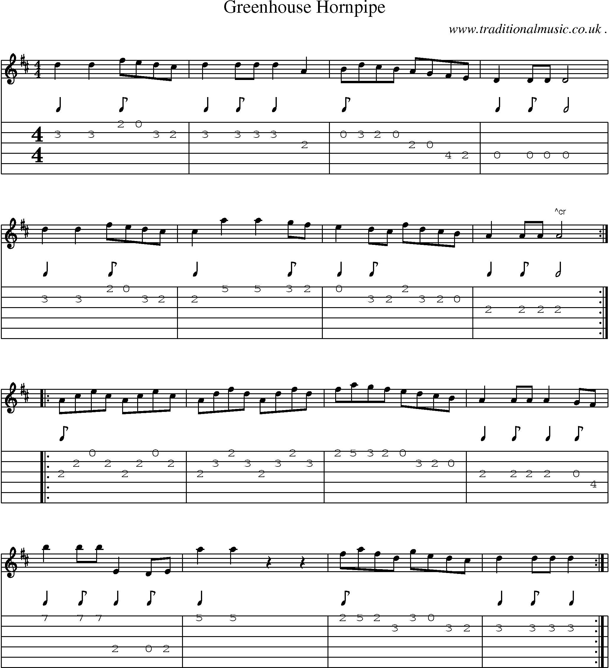 Sheet-Music and Guitar Tabs for Greenhouse Hornpipe