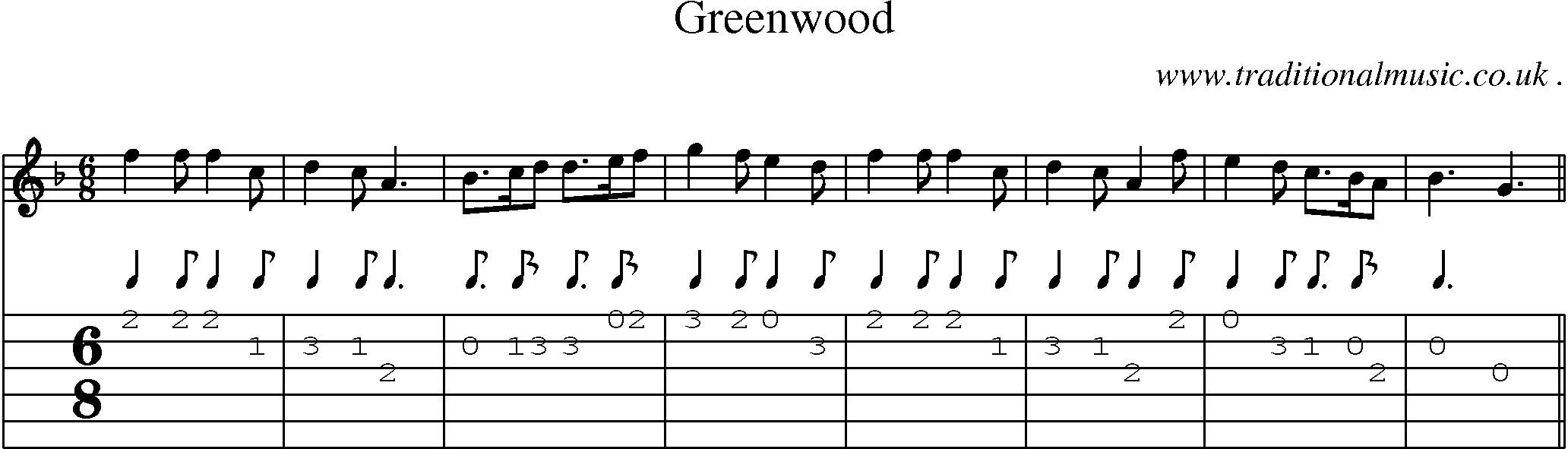 Sheet-Music and Guitar Tabs for Greenwood