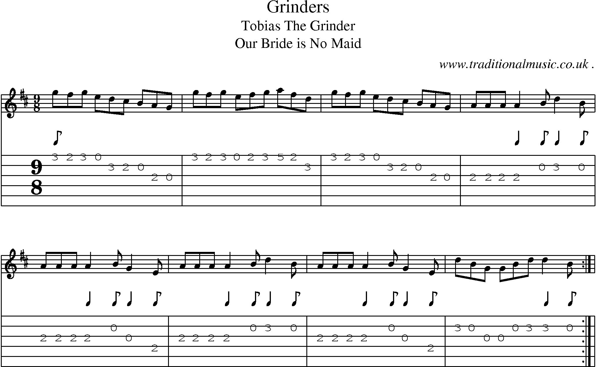 Sheet-Music and Guitar Tabs for Grinders
