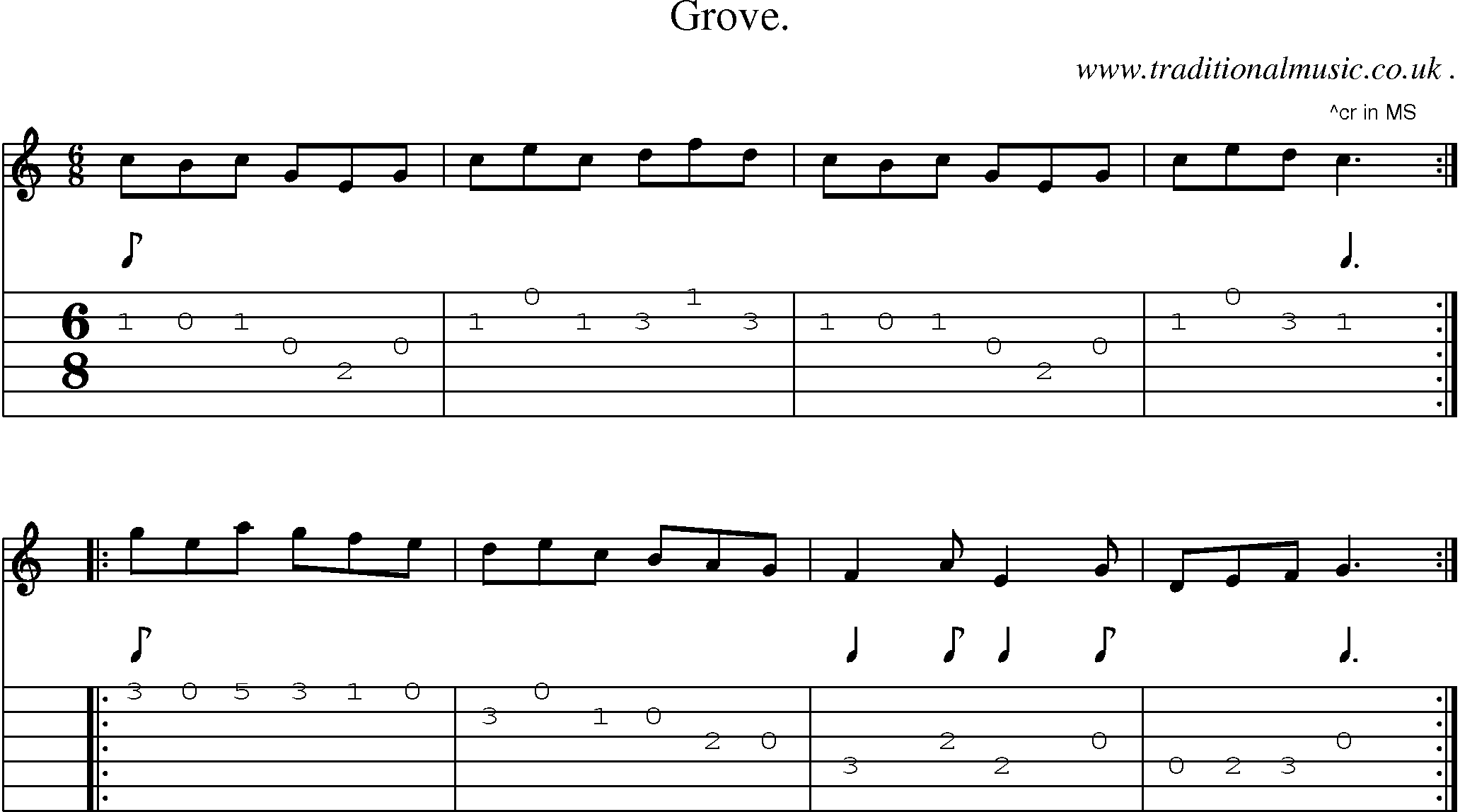 Sheet-Music and Guitar Tabs for Grove