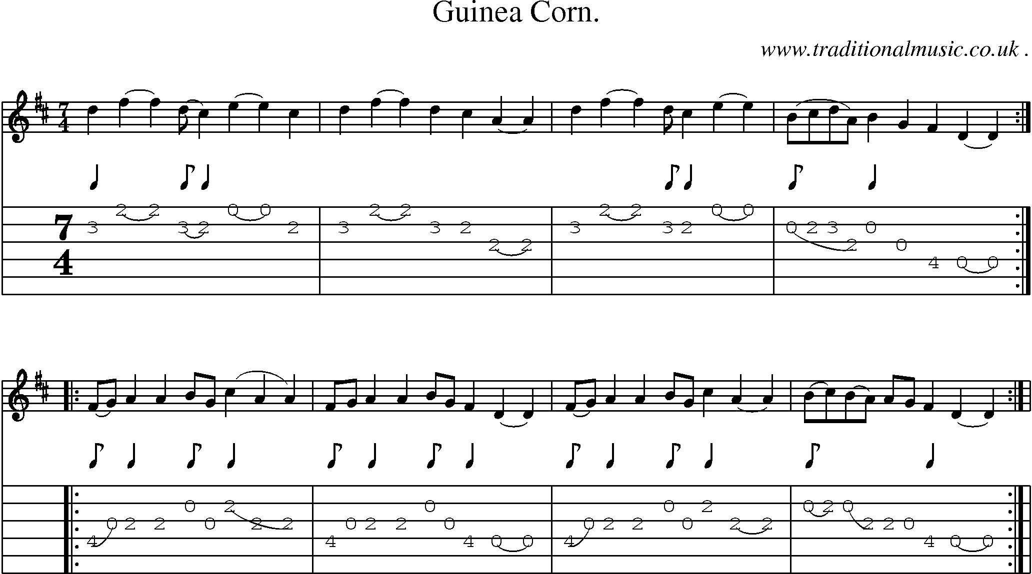 Sheet-Music and Guitar Tabs for Guinea Corn