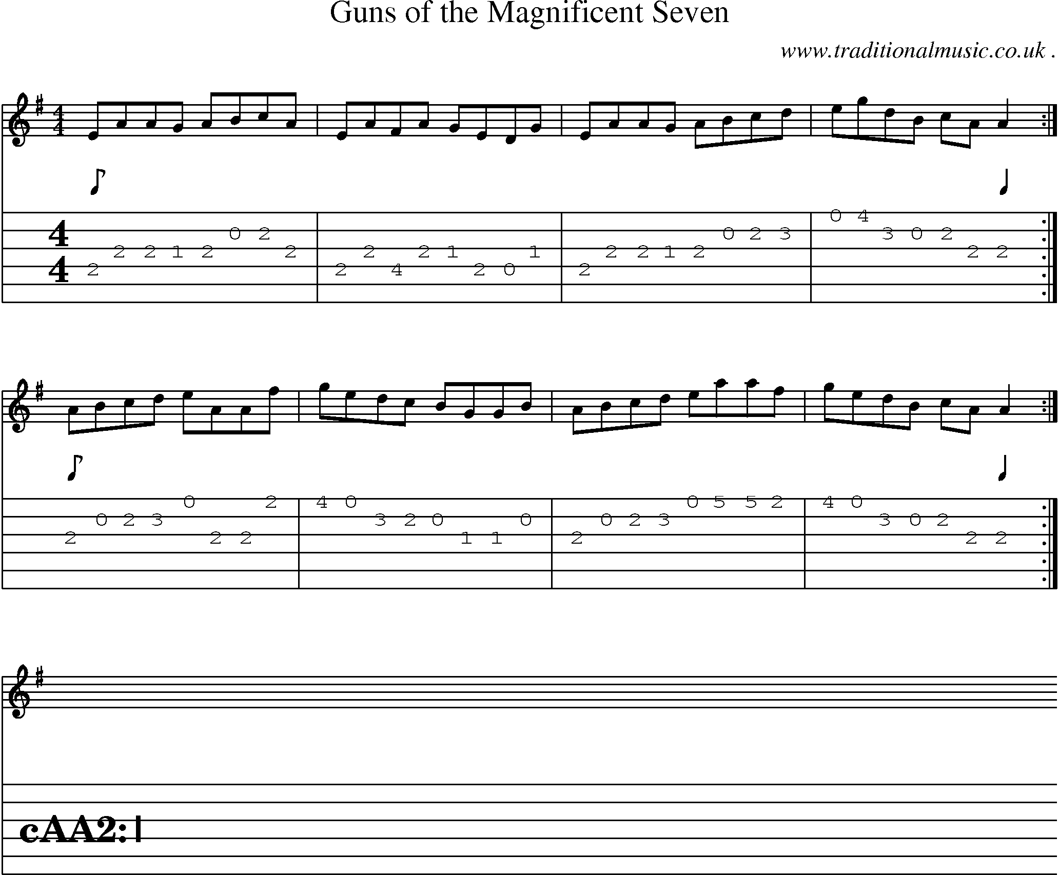 Sheet-Music and Guitar Tabs for Guns Of The Magnificent Seven