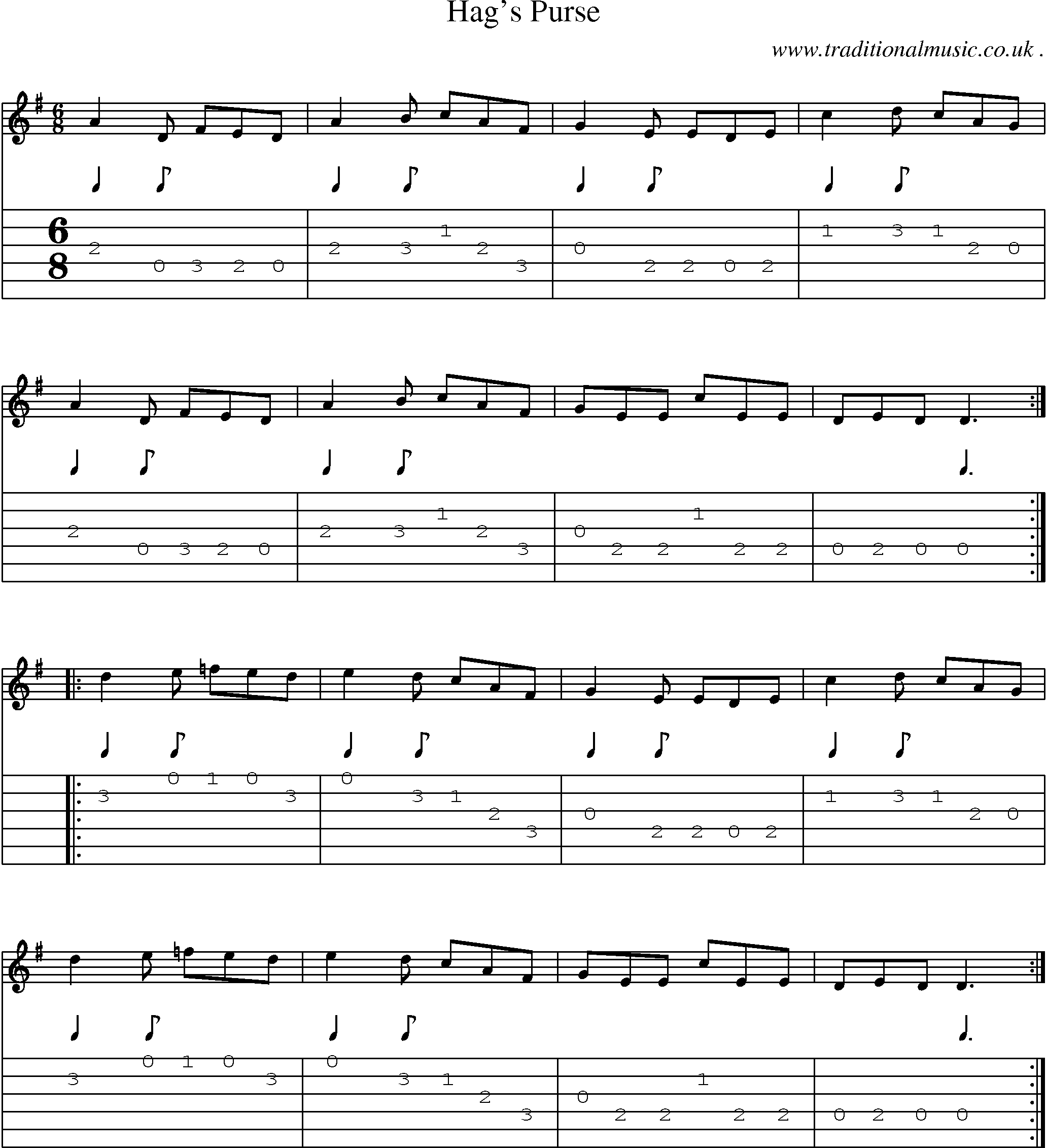 Sheet-Music and Guitar Tabs for Hags Purse