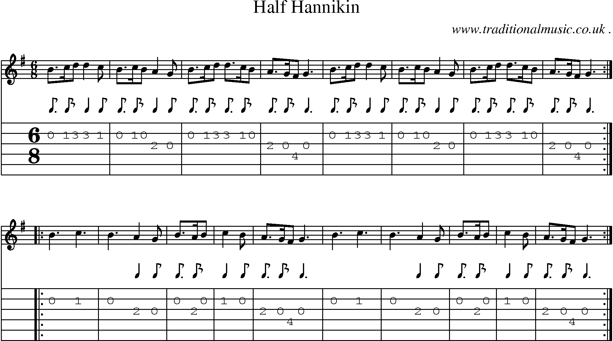 Sheet-Music and Guitar Tabs for Half Hannikin