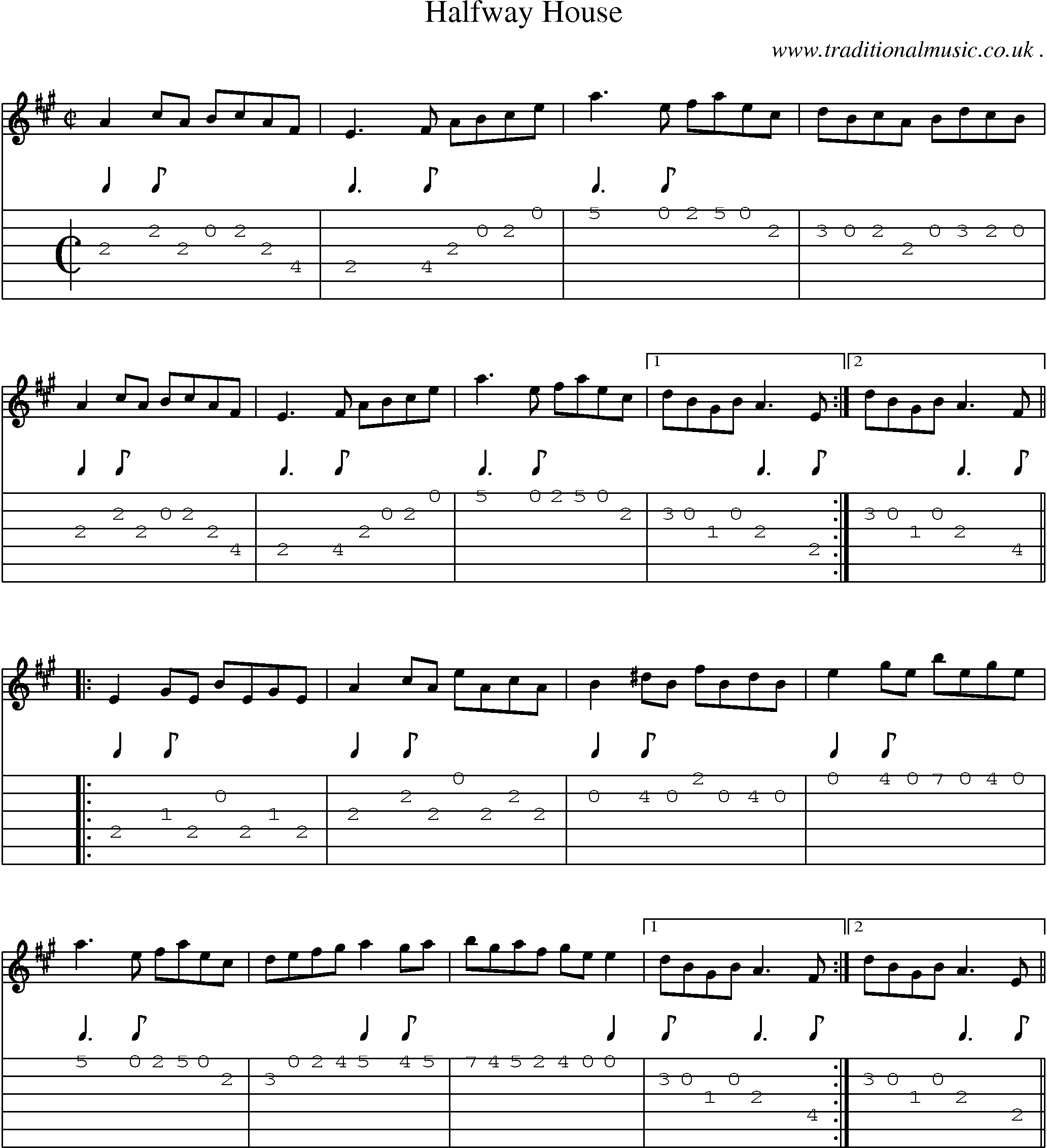 Sheet-Music and Guitar Tabs for Halfway House