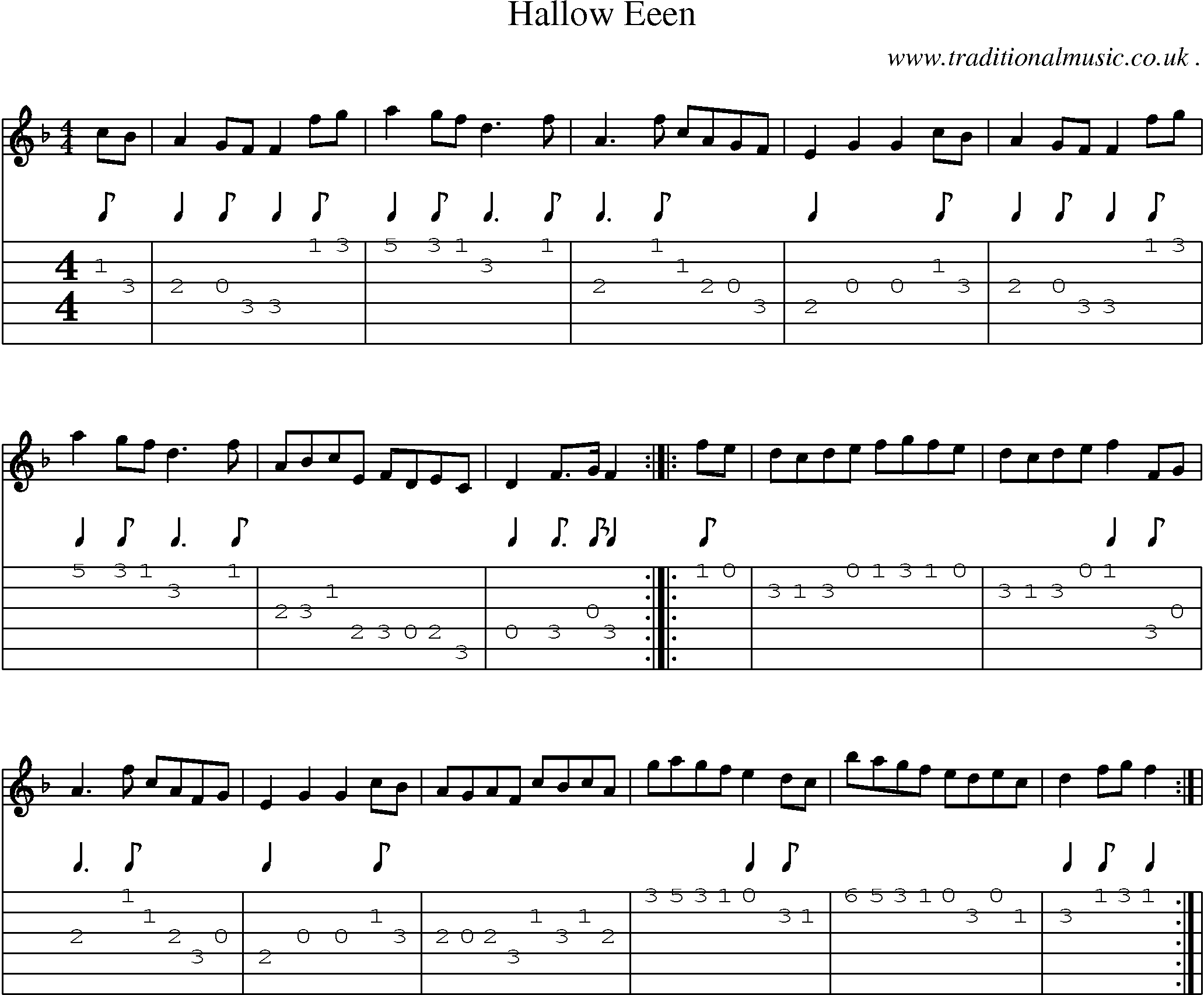 Sheet-Music and Guitar Tabs for Hallow Eeen