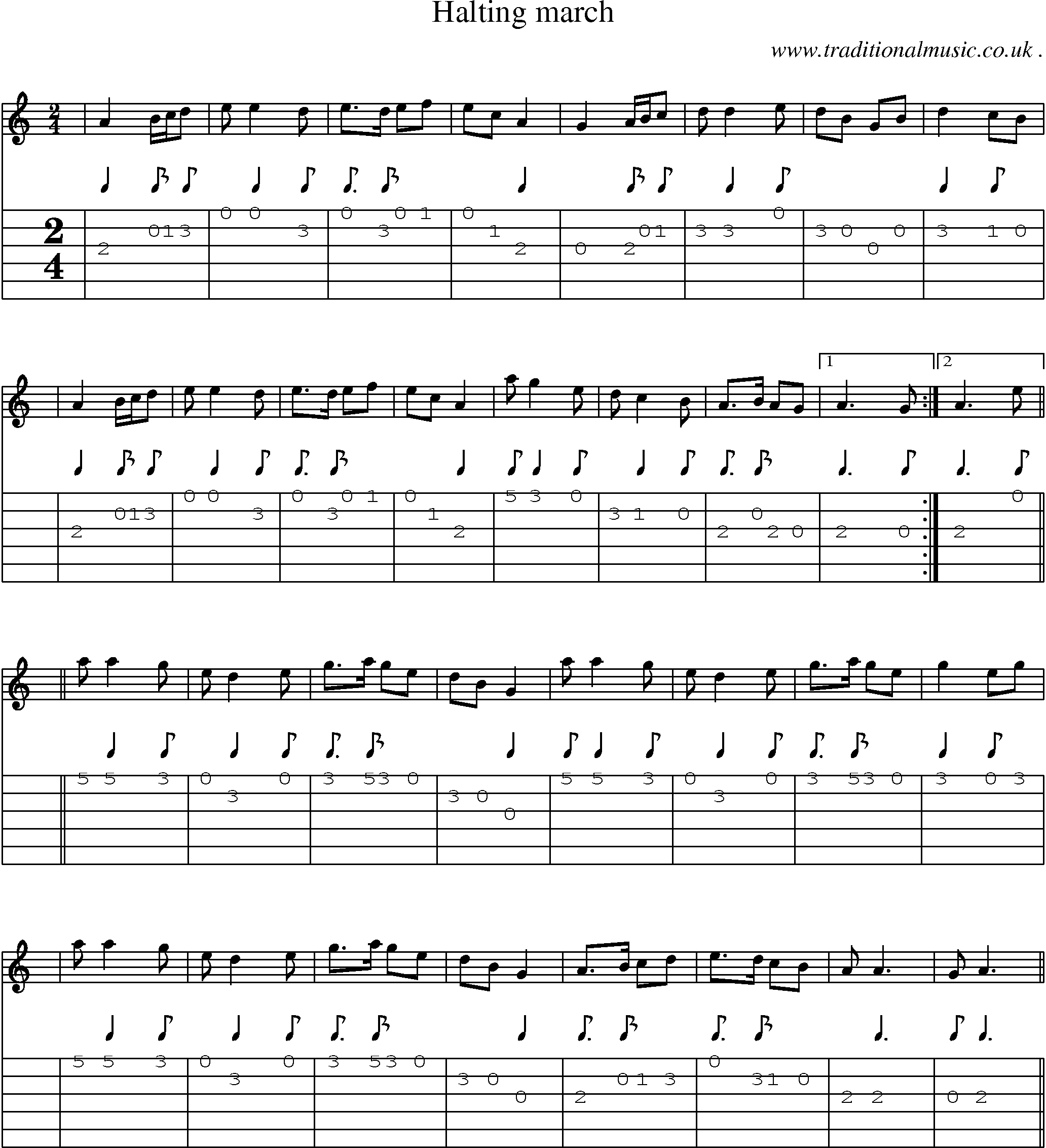 Sheet-Music and Guitar Tabs for Halting March