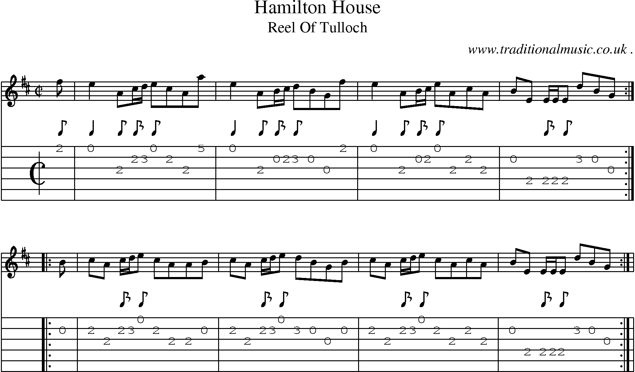 Sheet-Music and Guitar Tabs for Hamilton House