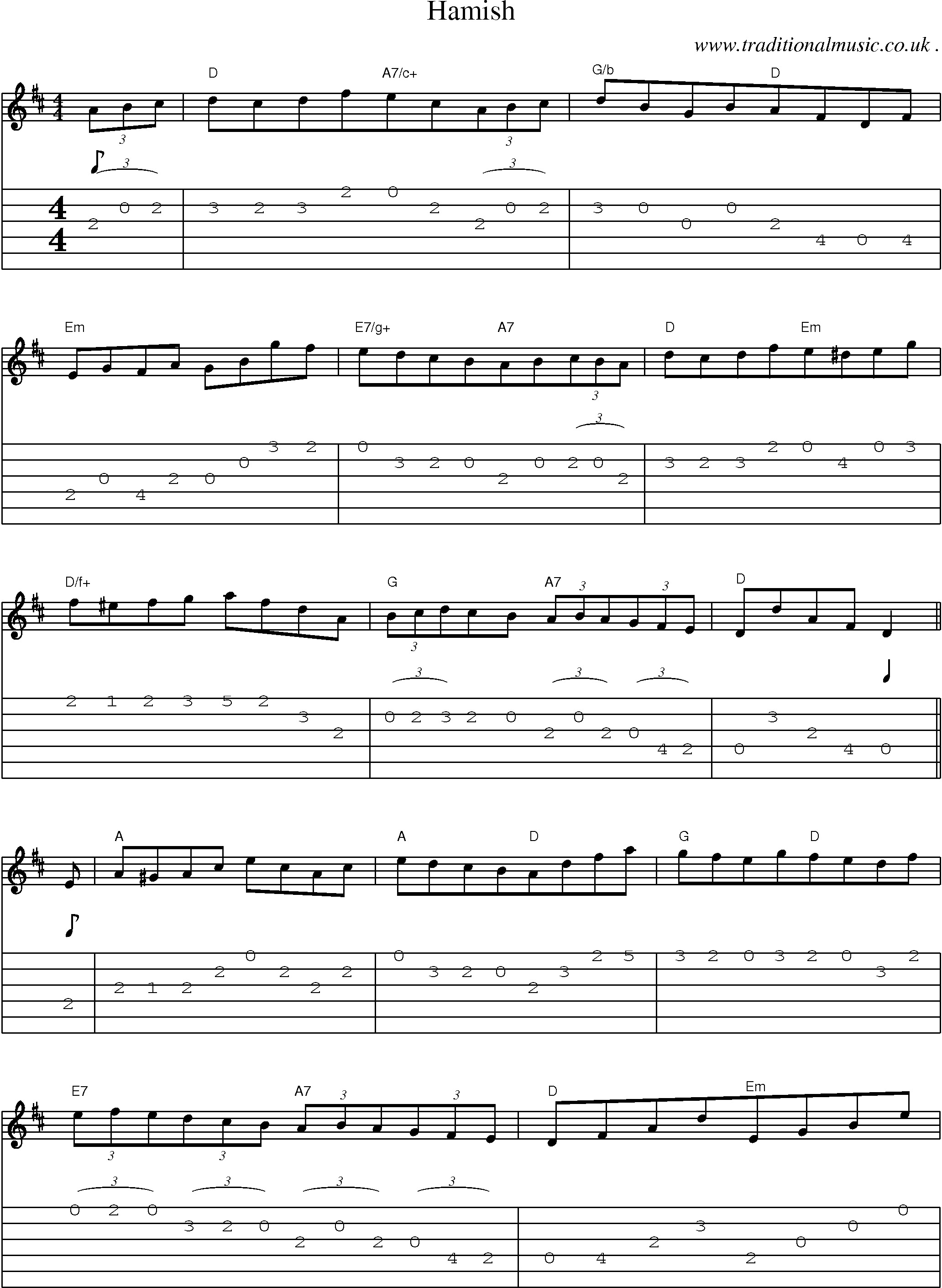 Sheet-Music and Guitar Tabs for Hamish