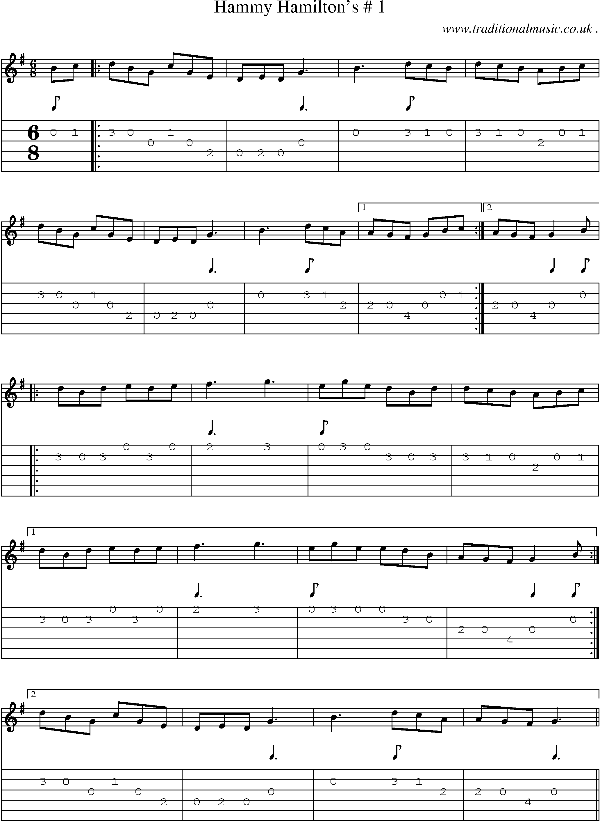 Sheet-Music and Guitar Tabs for Hammy Hamiltons  1