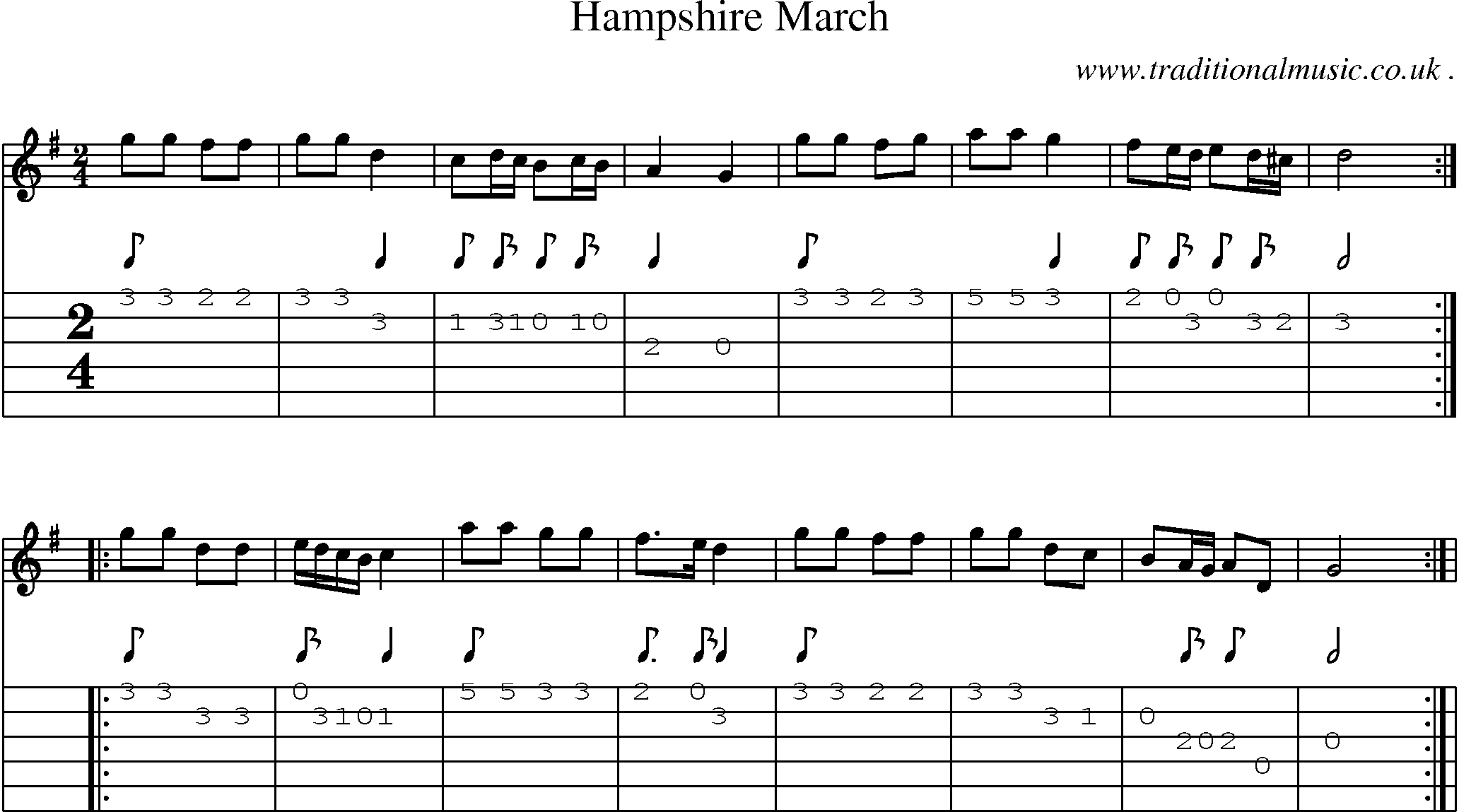 Sheet-Music and Guitar Tabs for Hampshire March