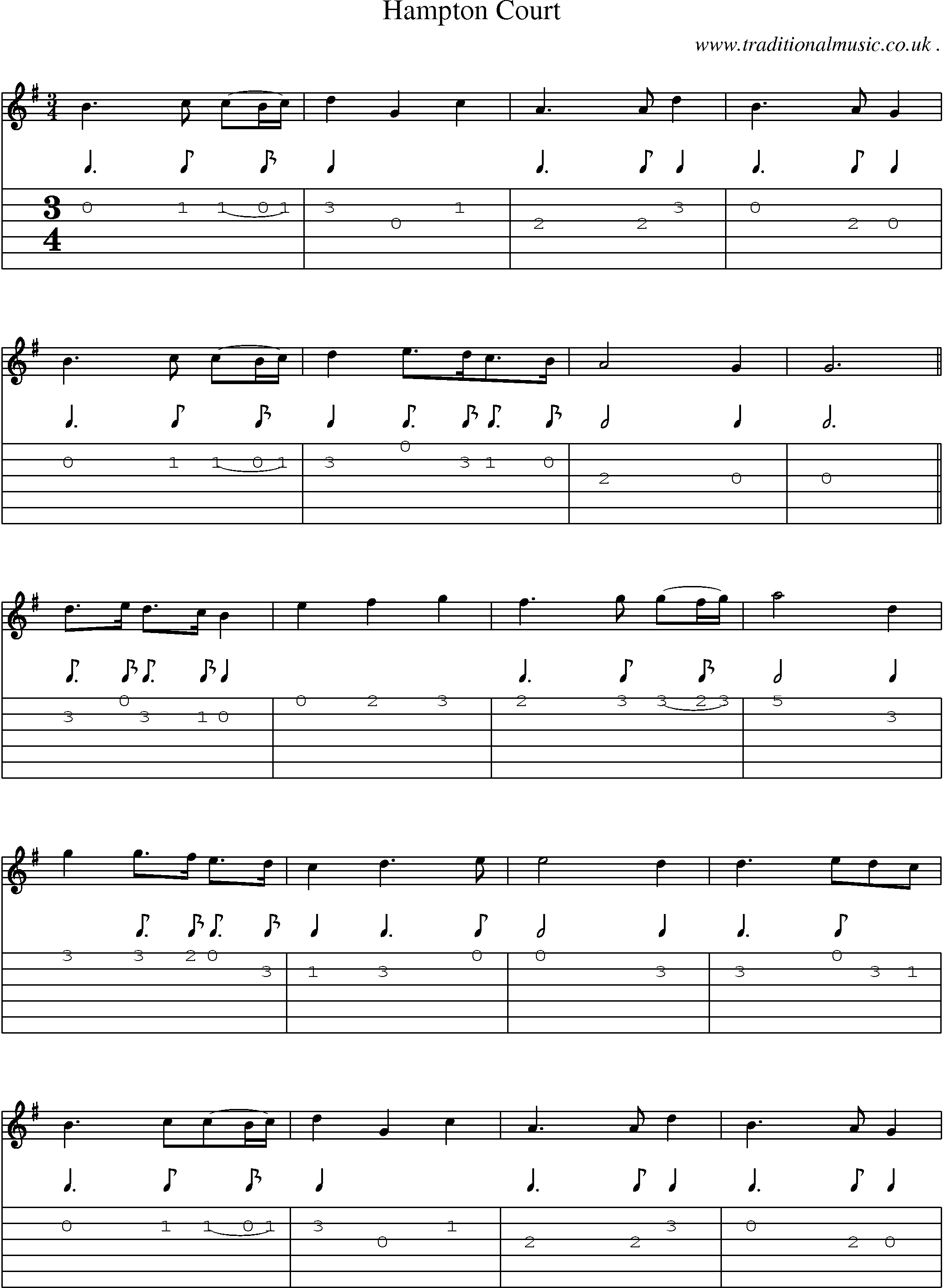 Sheet-Music and Guitar Tabs for Hampton Court