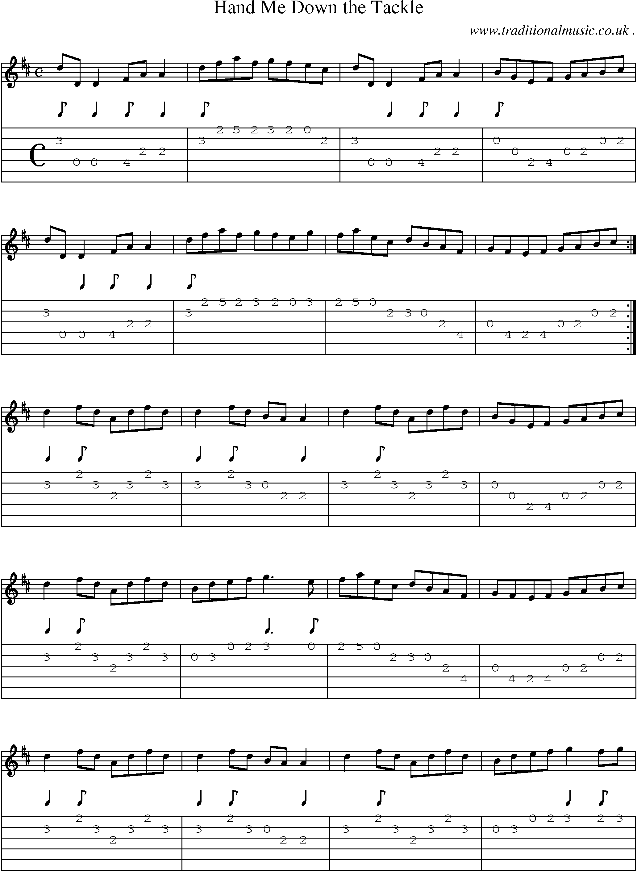 Sheet-Music and Guitar Tabs for Hand Me Down The Tackle