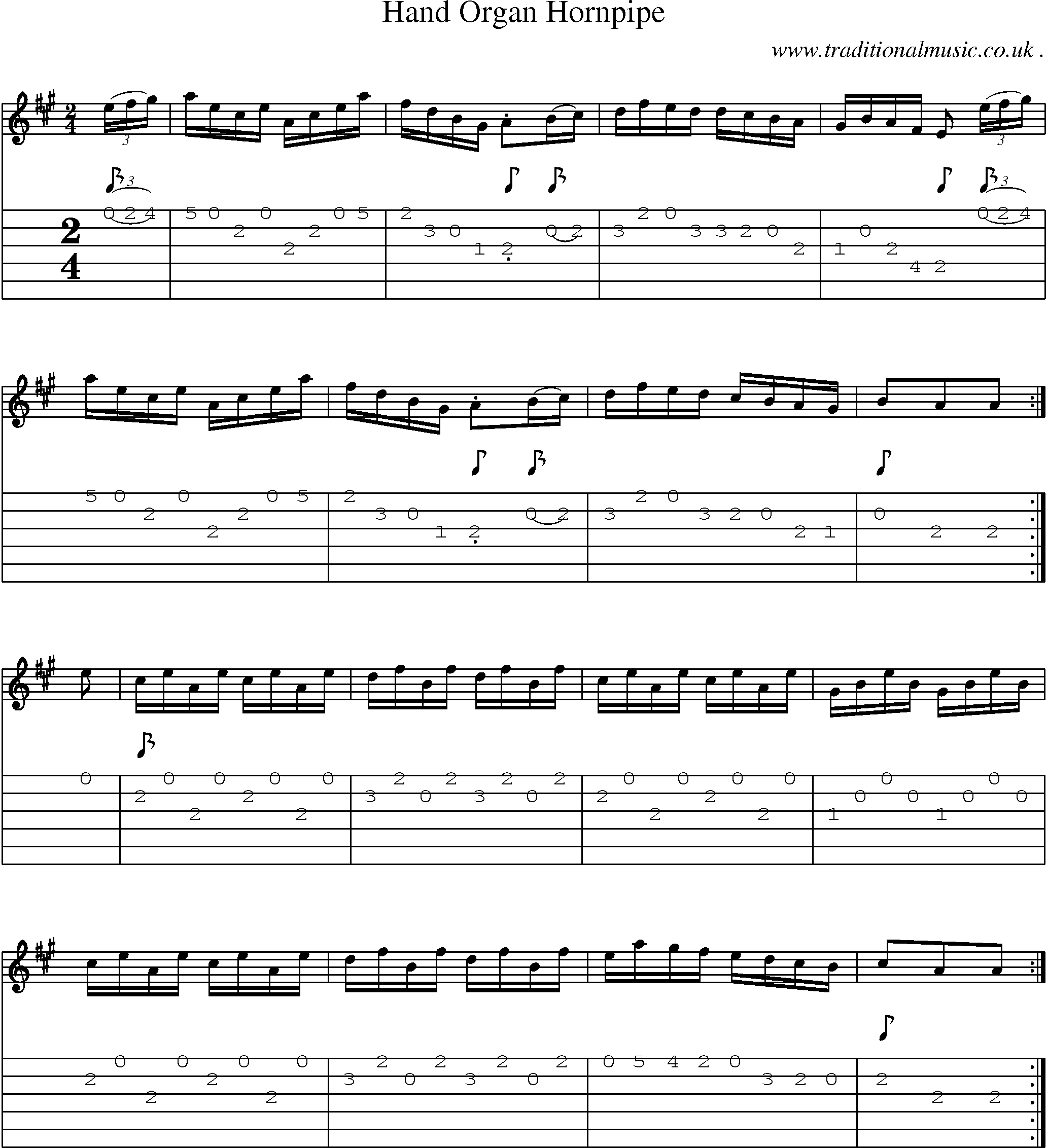Sheet-Music and Guitar Tabs for Hand Organ Hornpipe