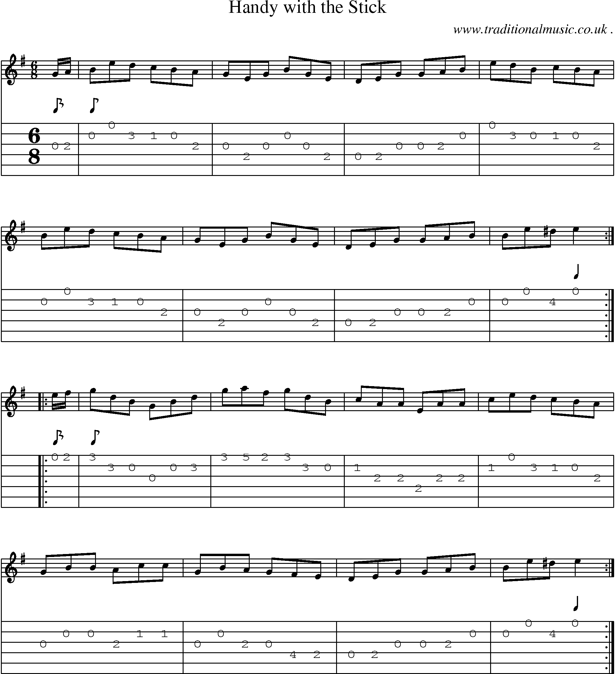 Sheet-Music and Guitar Tabs for Handy With The Stick