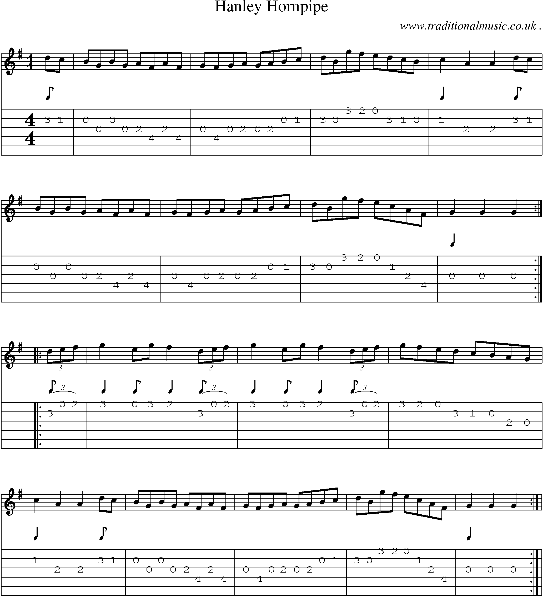 Sheet-Music and Guitar Tabs for Hanley Hornpipe