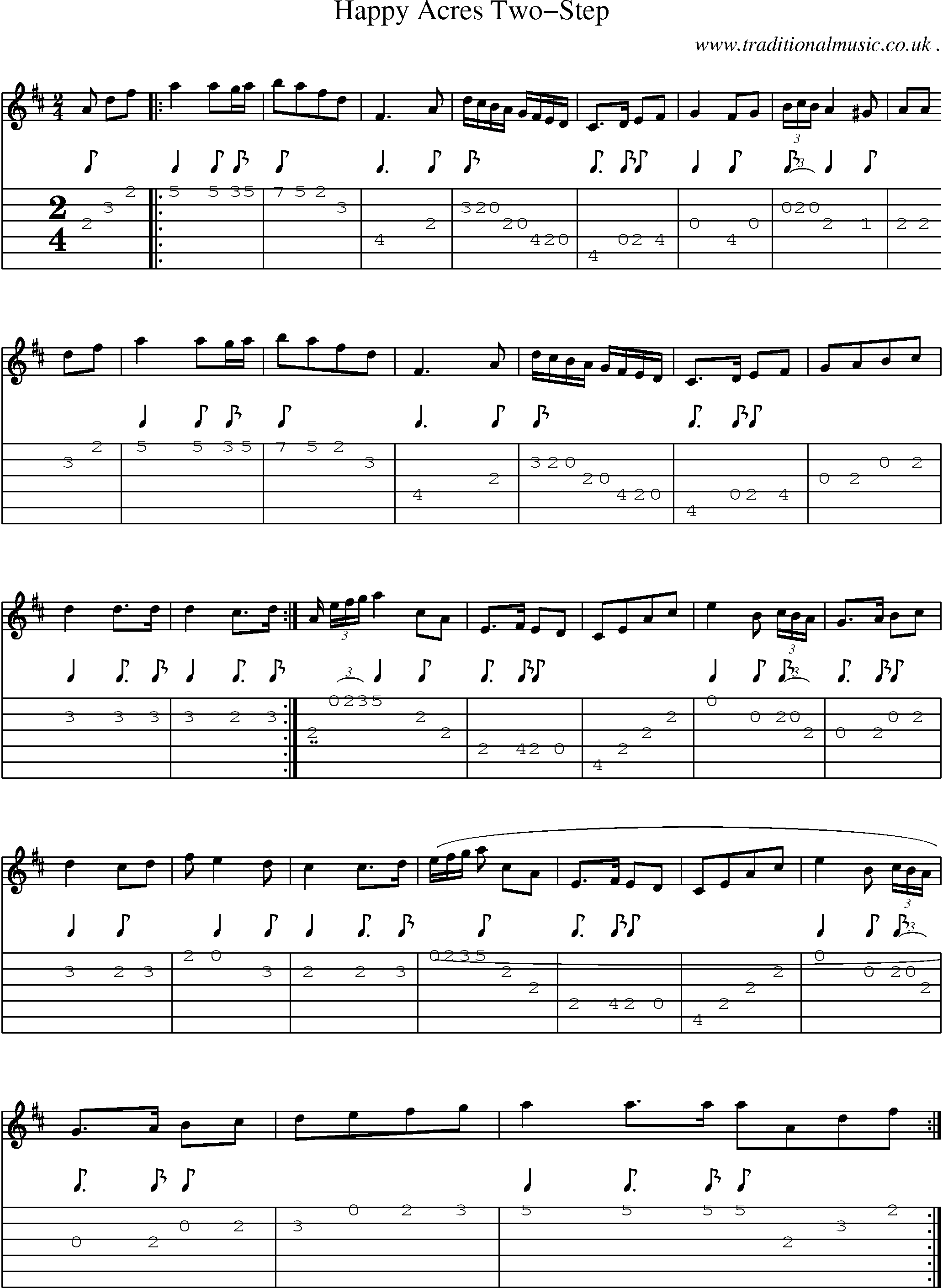 Sheet-Music and Guitar Tabs for Happy Acres Two-step