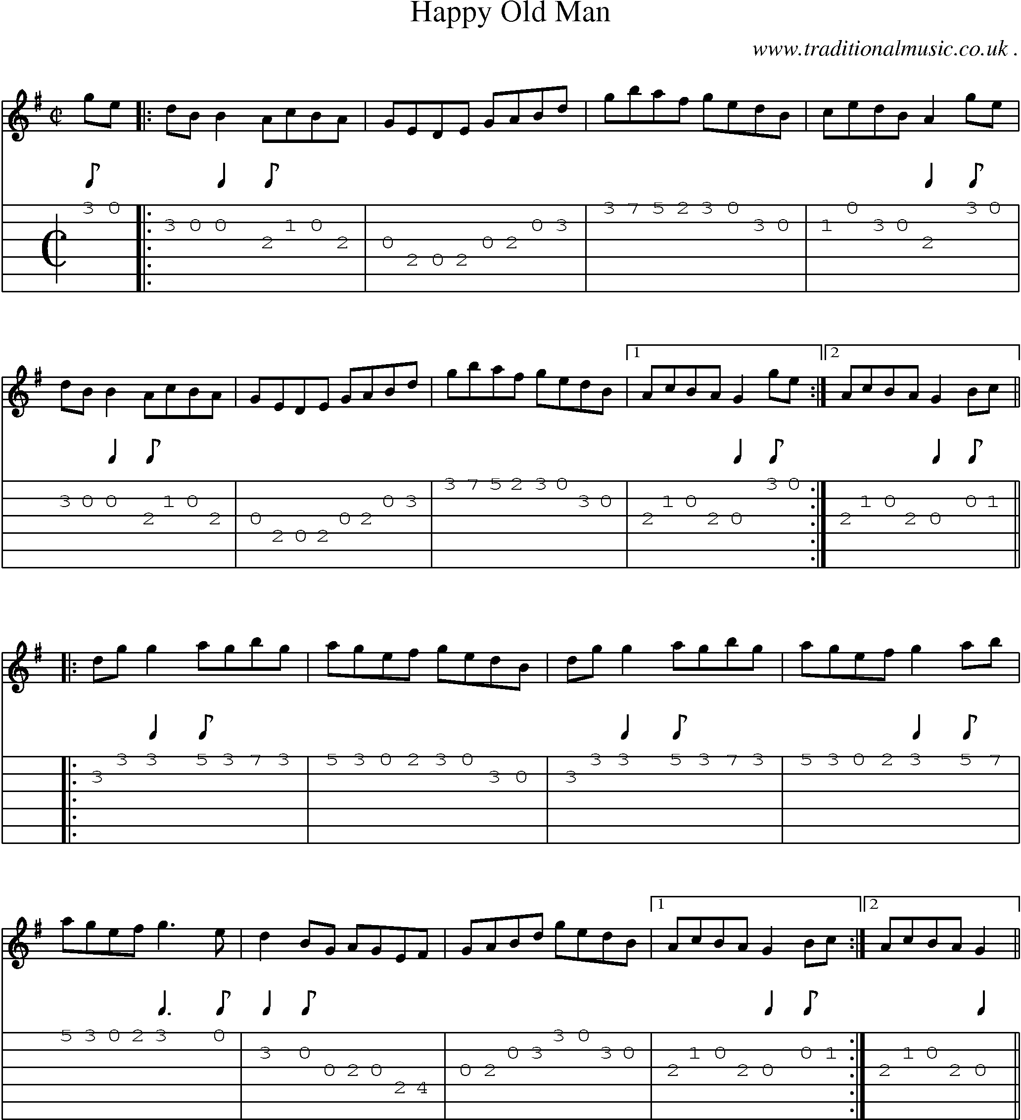 Sheet-Music and Guitar Tabs for Happy Old Man