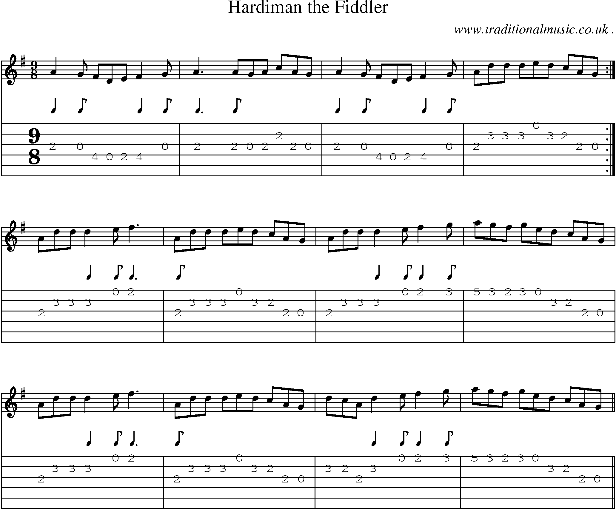 Sheet-Music and Guitar Tabs for Hardiman The Fiddler