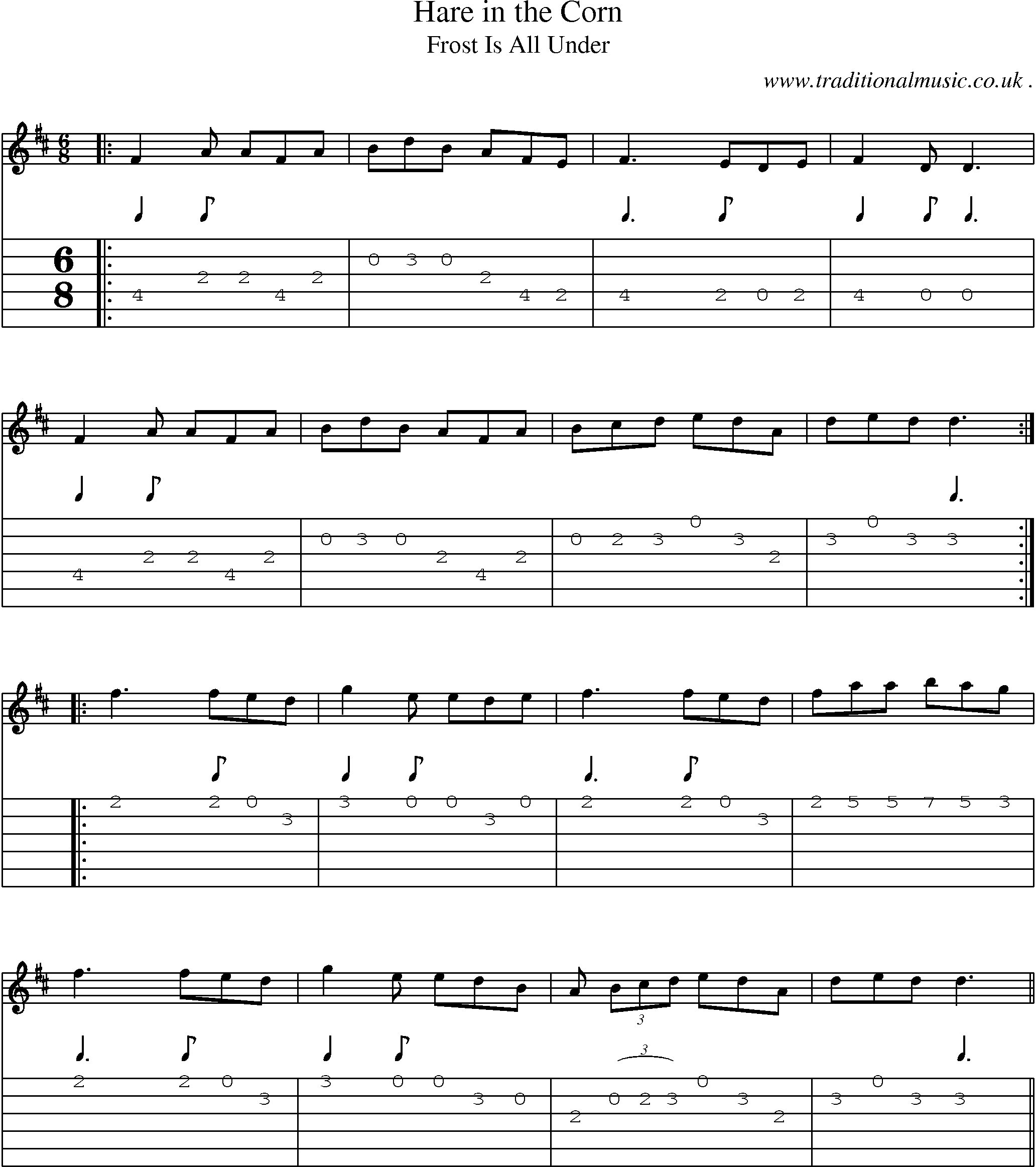 Sheet-Music and Guitar Tabs for Hare In The Corn