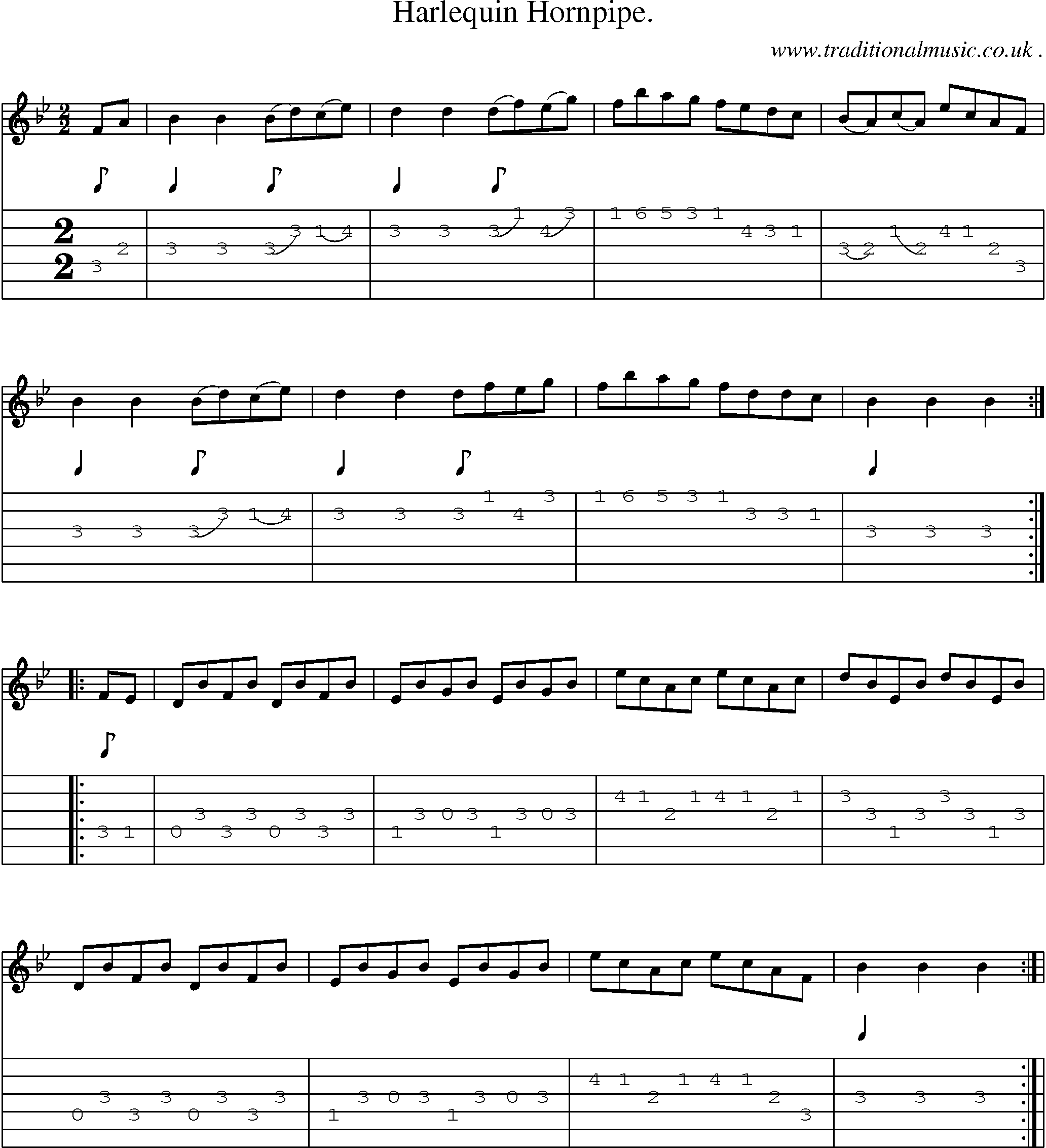 Sheet-Music and Guitar Tabs for Harlequin Hornpipe