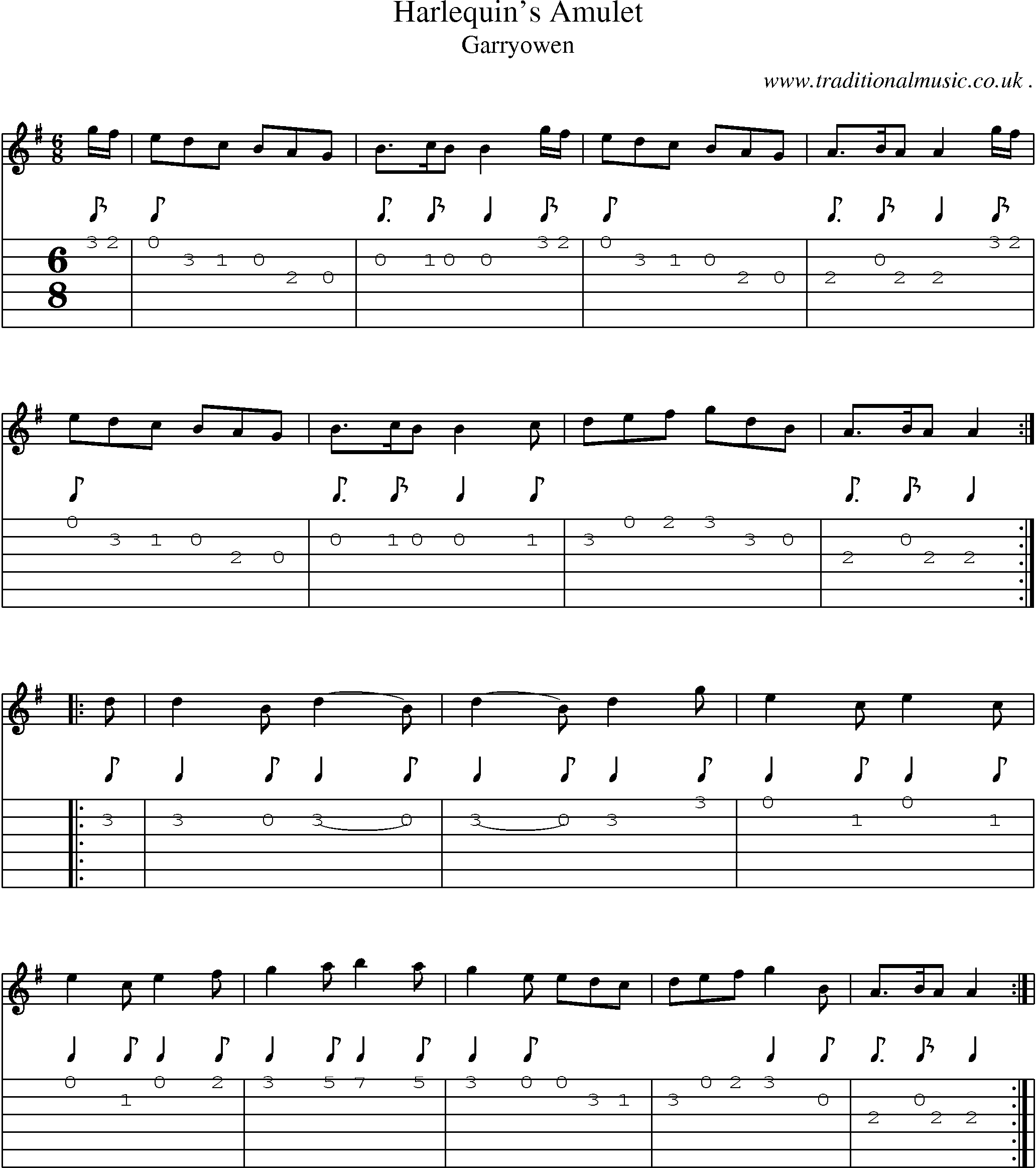 Sheet-Music and Guitar Tabs for Harlequins Amulet