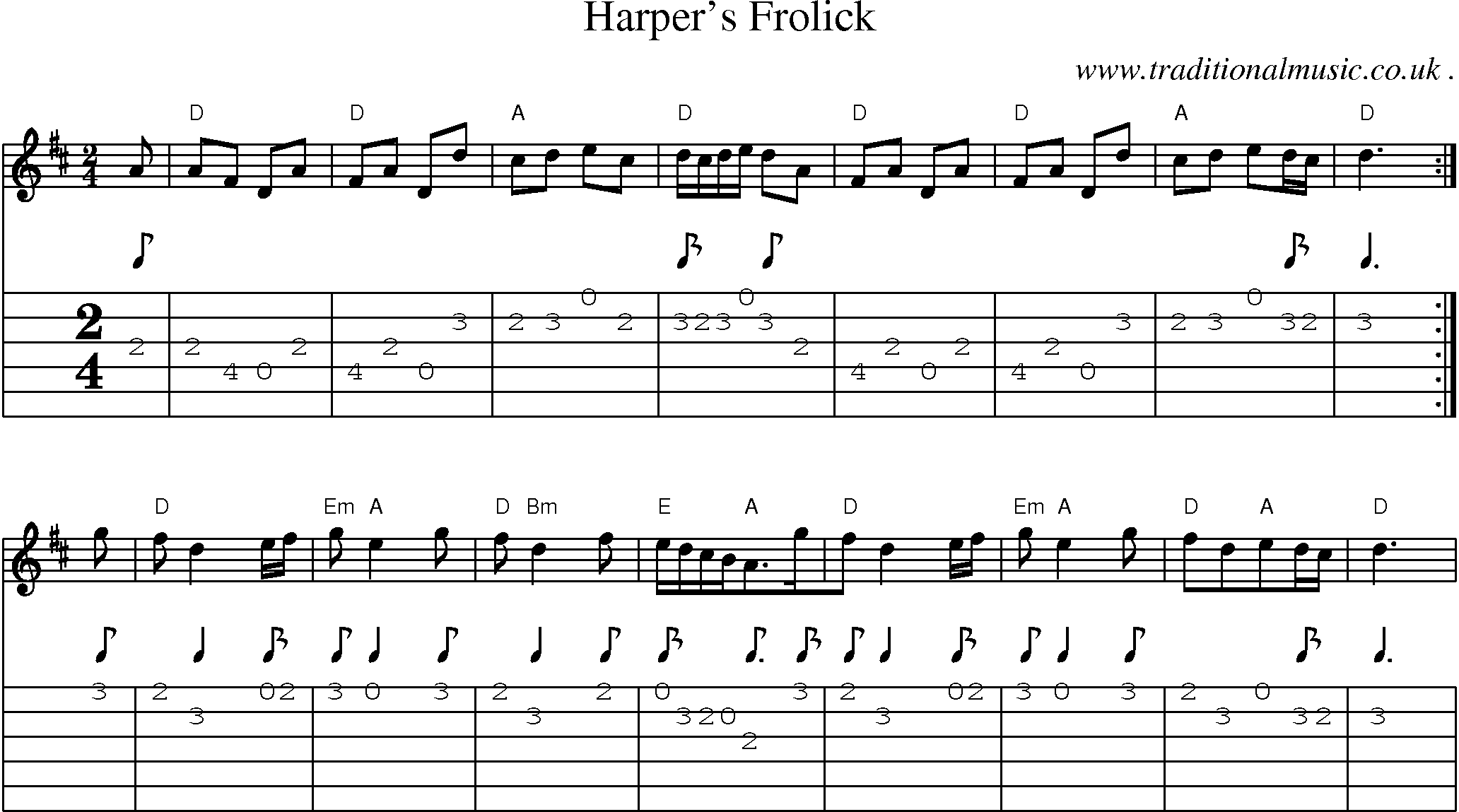 Sheet-Music and Guitar Tabs for Harpers Frolick