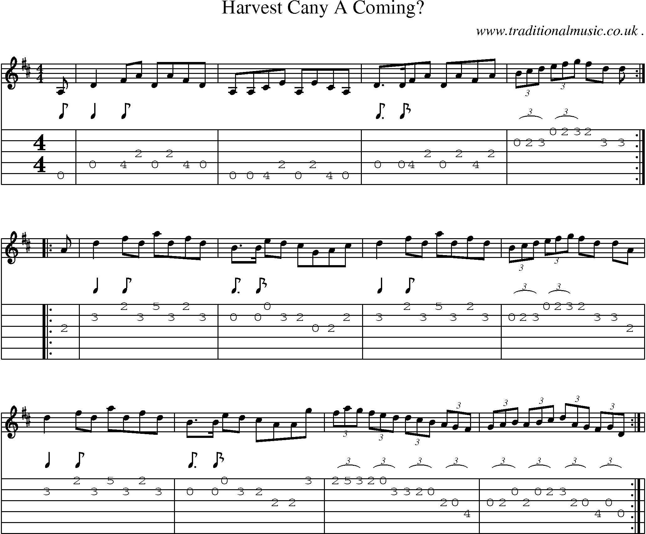 Sheet-Music and Guitar Tabs for Harvest Cany A Coming