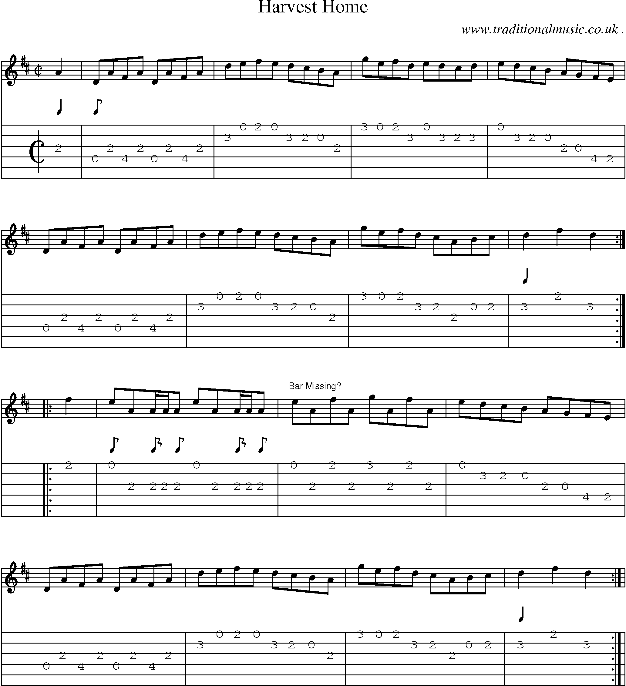 Sheet-Music and Guitar Tabs for Harvest Home