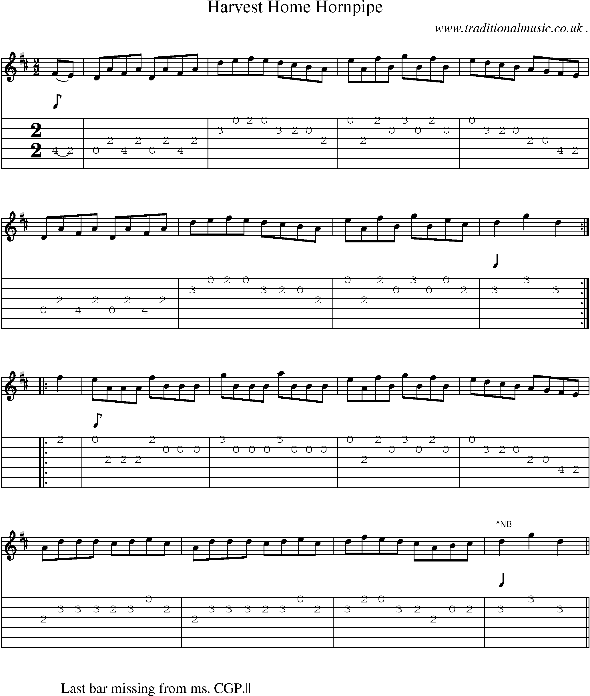Sheet-Music and Guitar Tabs for Harvest Home Hornpipe