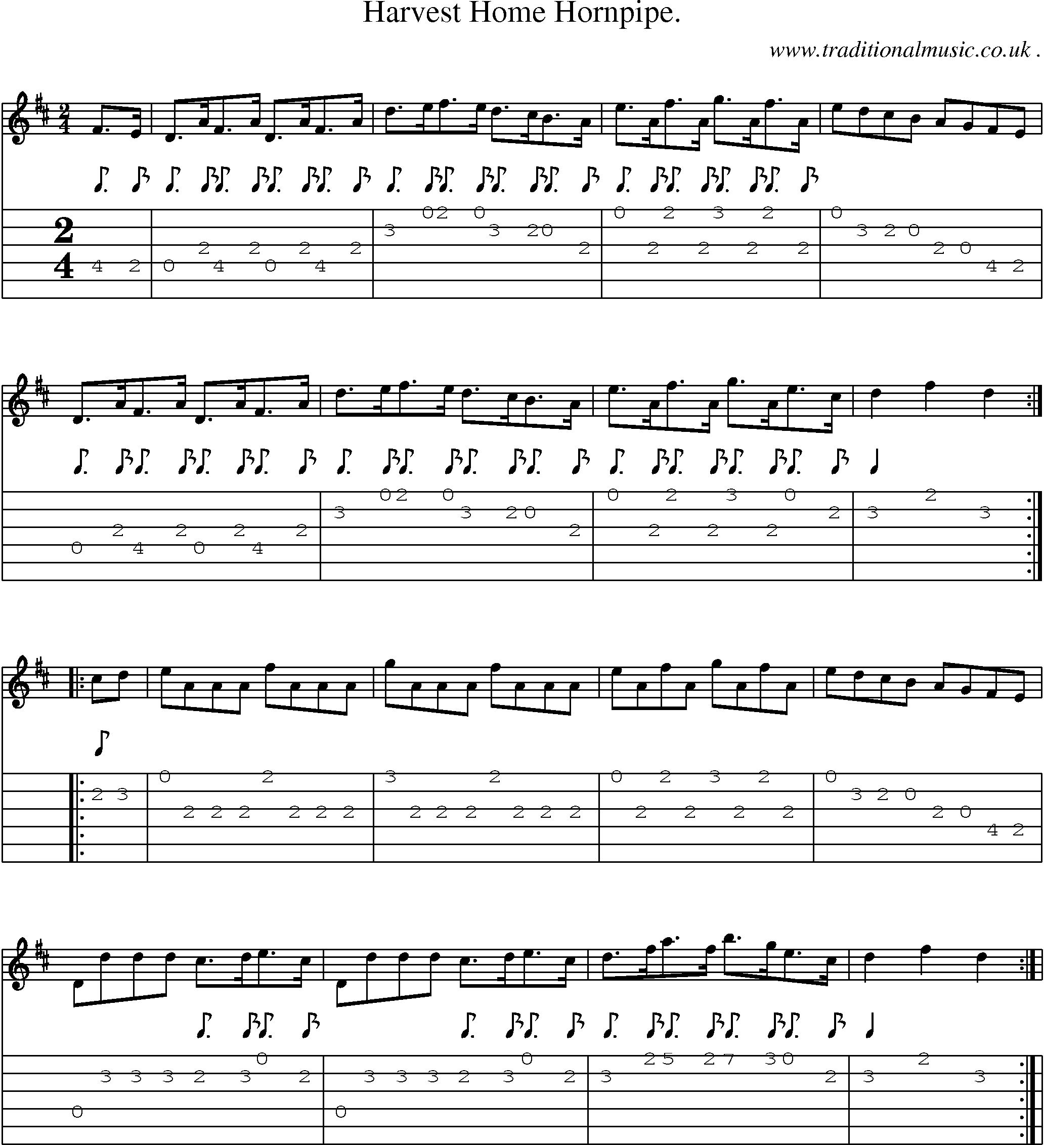 Sheet-Music and Guitar Tabs for Harvest Home Hornpipe 