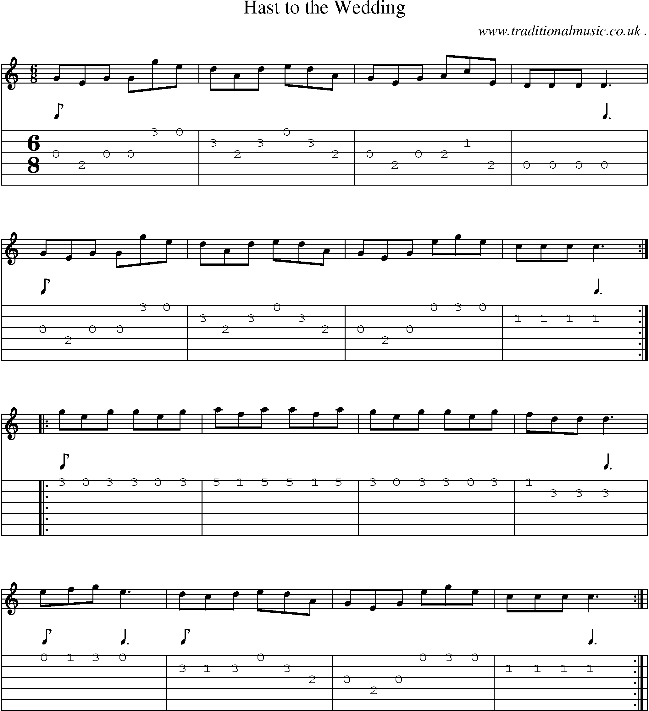 Sheet-Music and Guitar Tabs for Hast To The Wedding