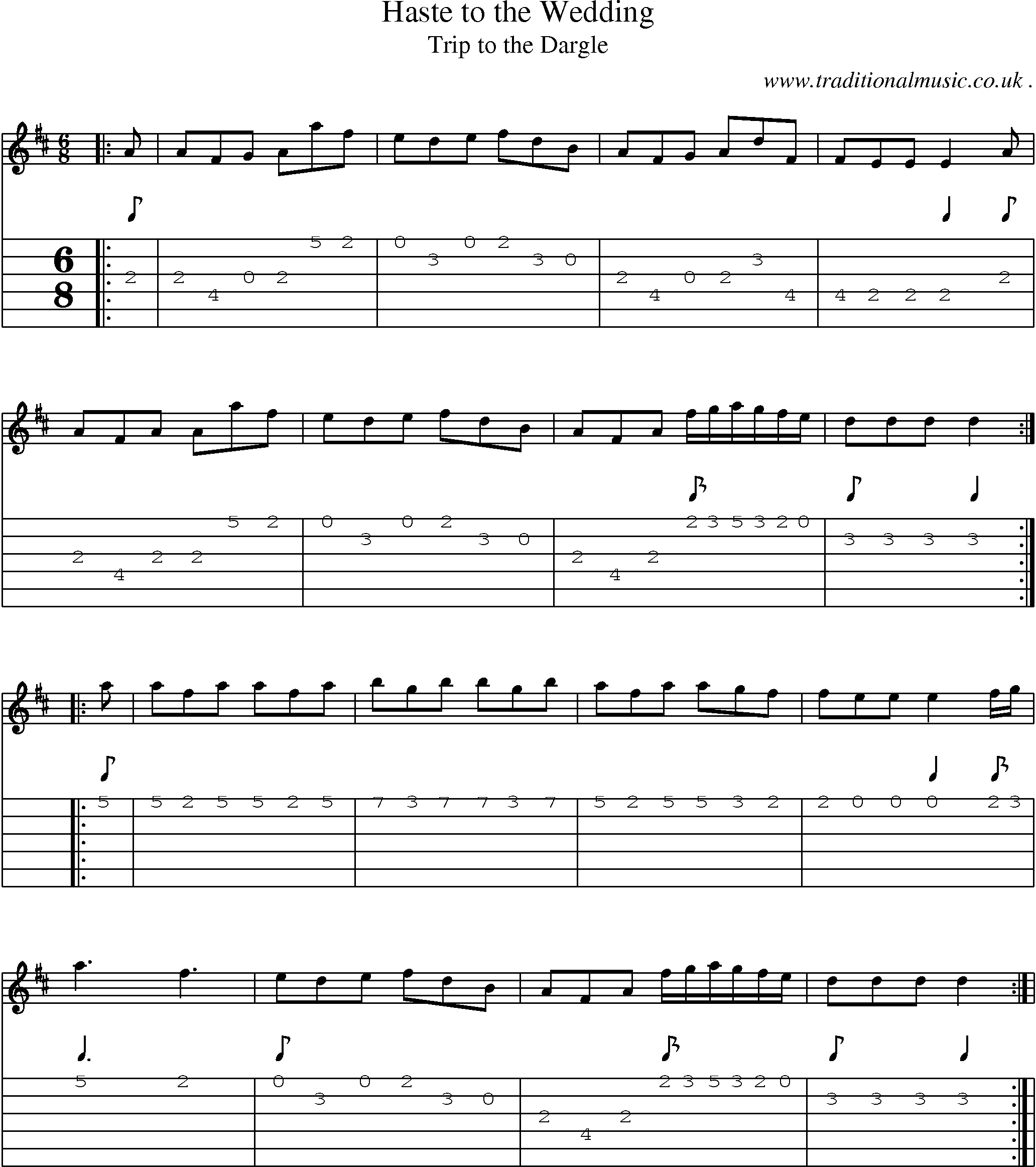 Sheet-Music and Guitar Tabs for Haste To The Wedding