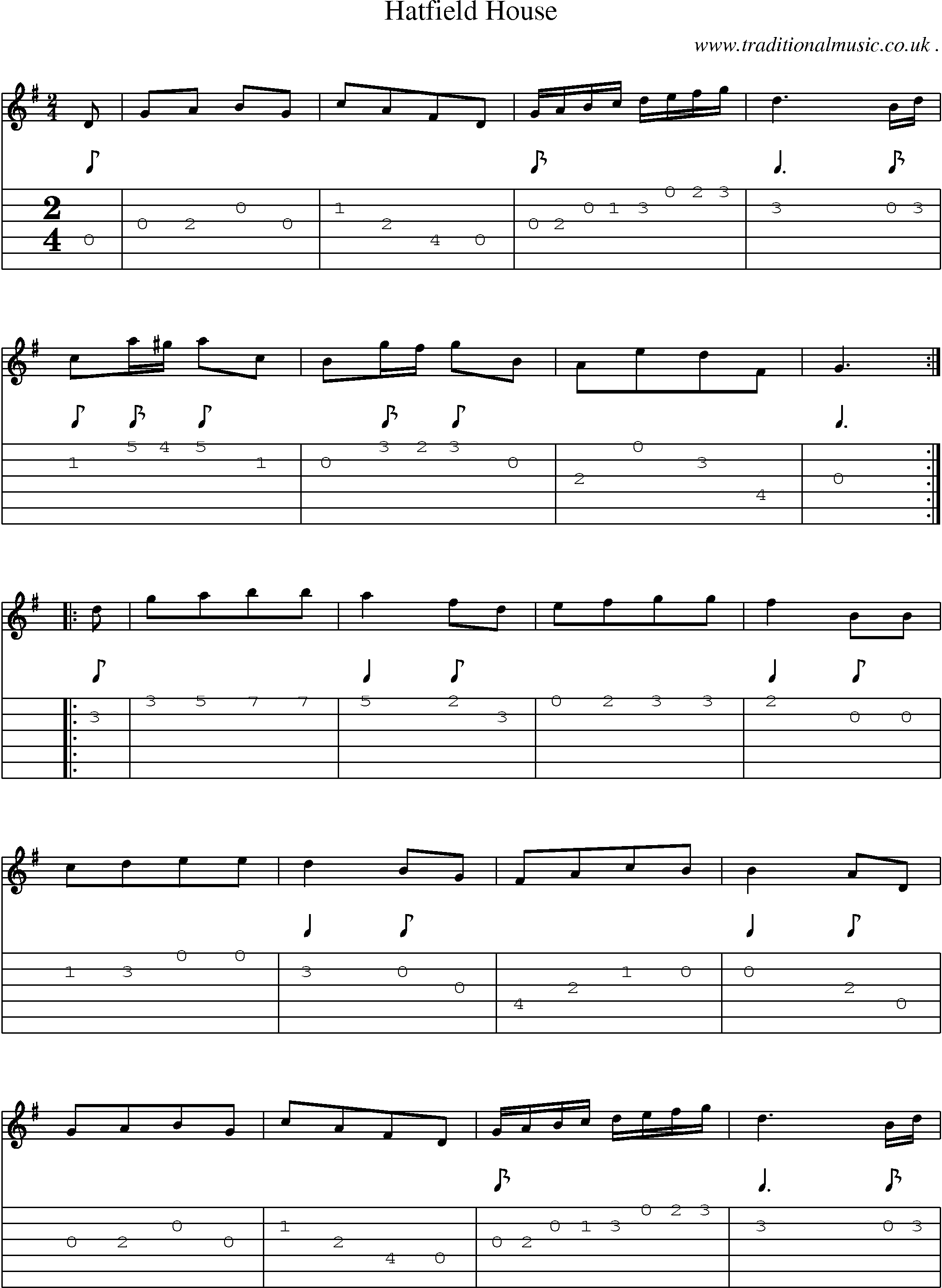 Sheet-Music and Guitar Tabs for Hatfield House