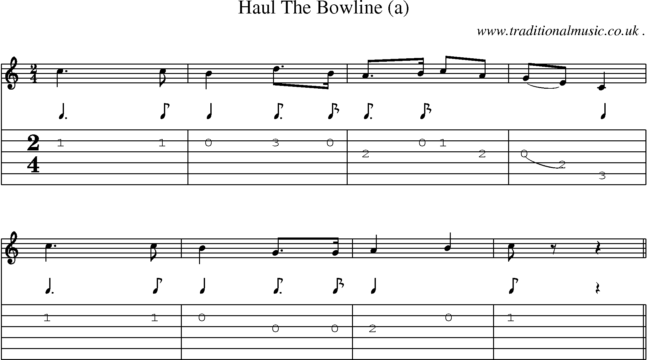 Sheet-Music and Guitar Tabs for Haul The Bowline (a)
