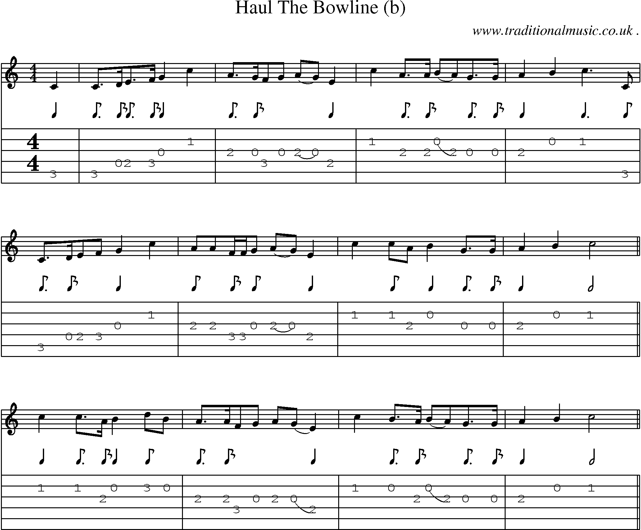 Sheet-Music and Guitar Tabs for Haul The Bowline (b)