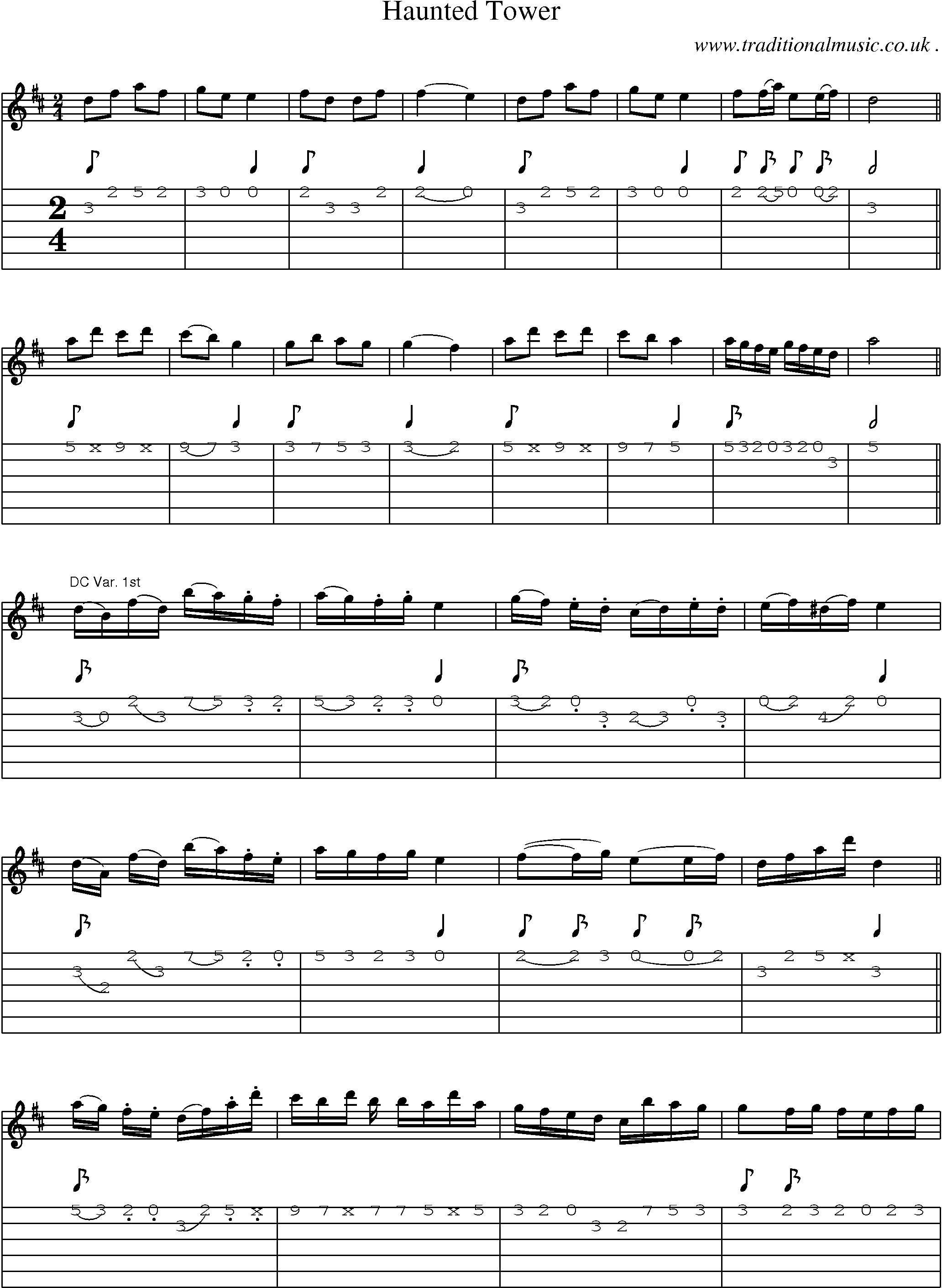 Sheet-Music and Guitar Tabs for Haunted Tower