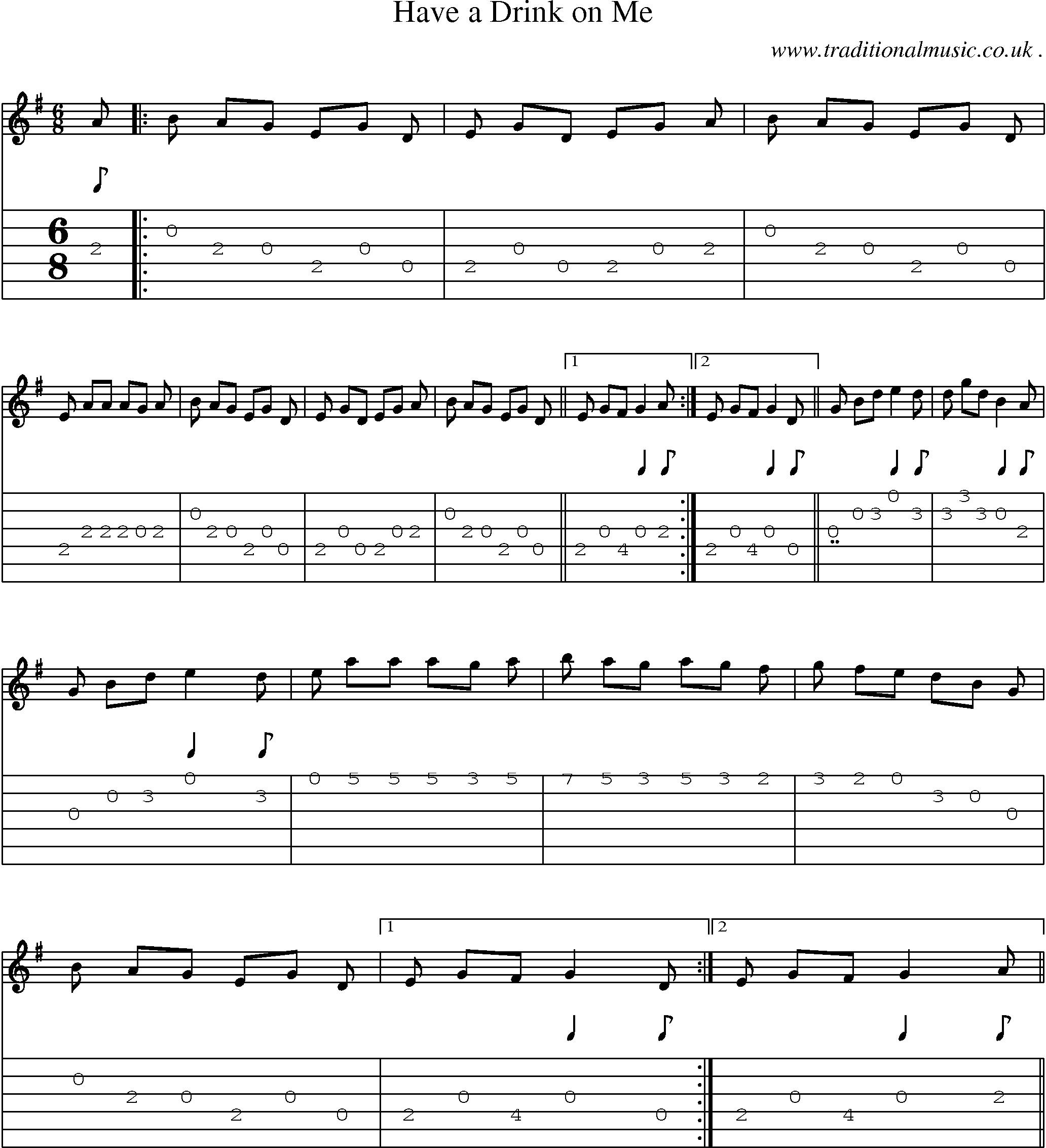 Sheet-Music and Guitar Tabs for Have A Drink On Me