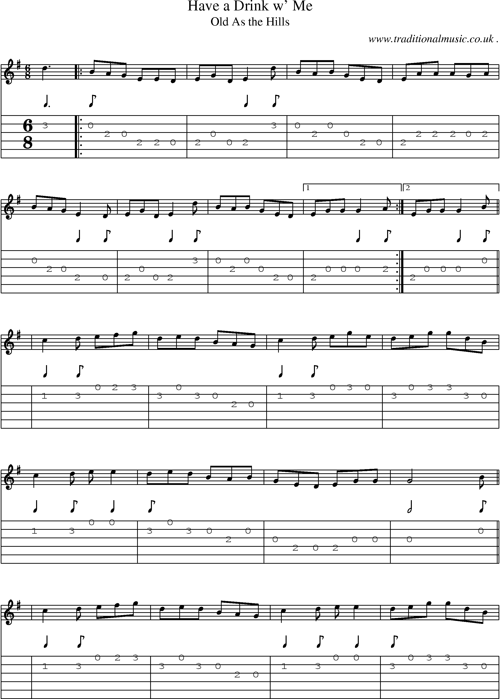 Sheet-Music and Guitar Tabs for Have A Drink W Me