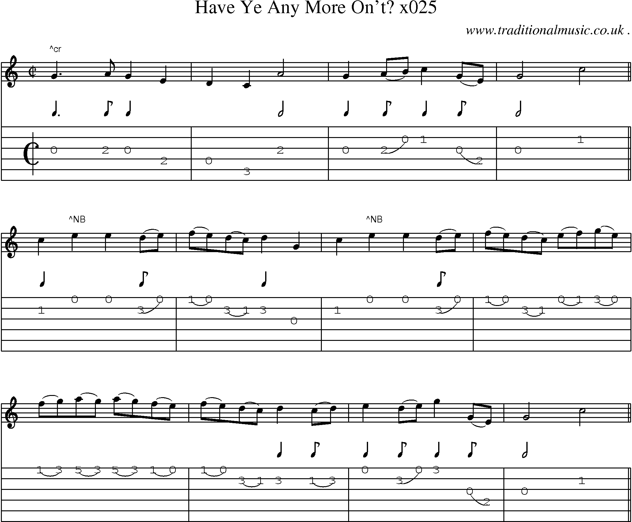 Sheet-Music and Guitar Tabs for Have Ye Any More Ont X025